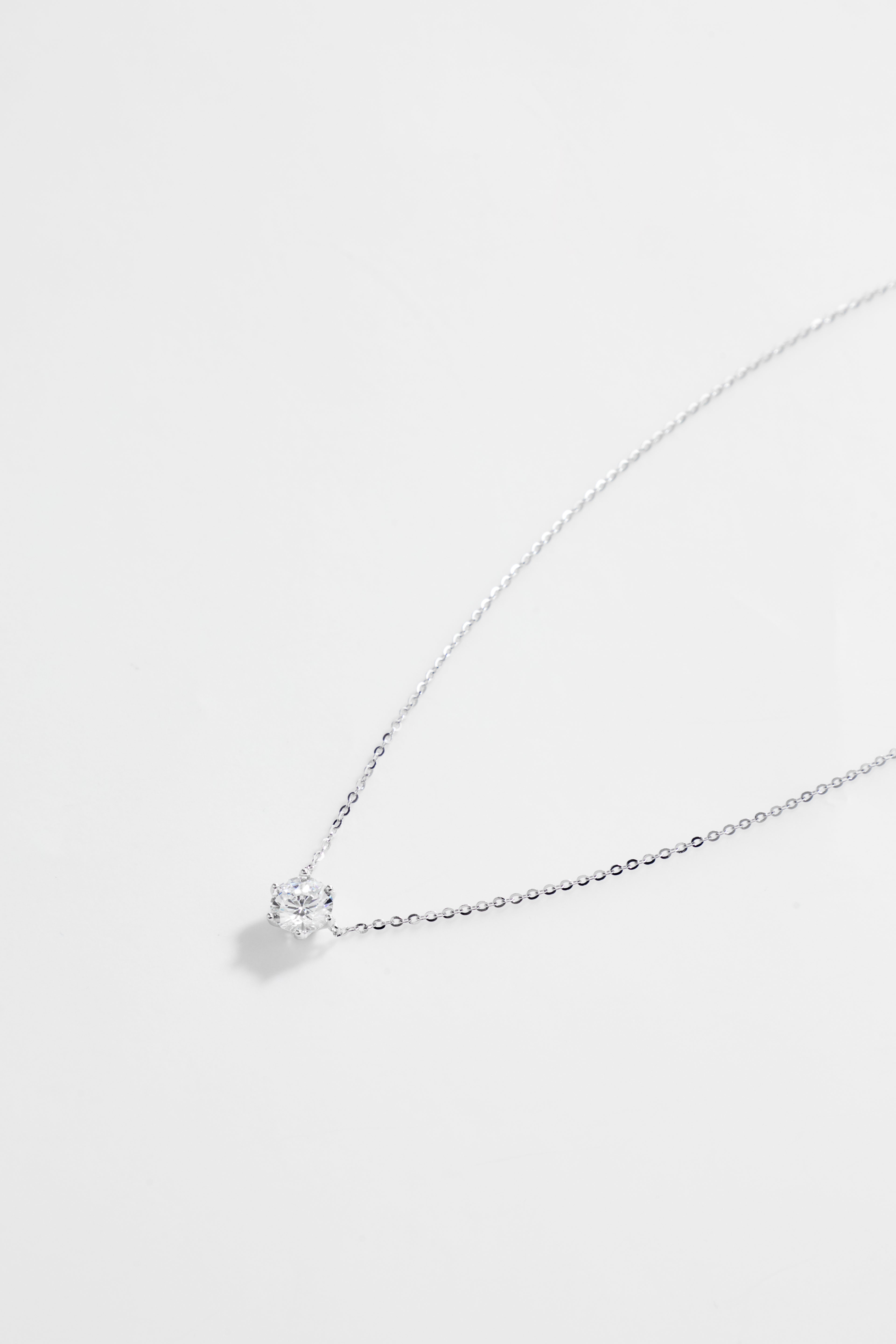 Silver-Plated single Diamond Shaped CZ Necklace for Women