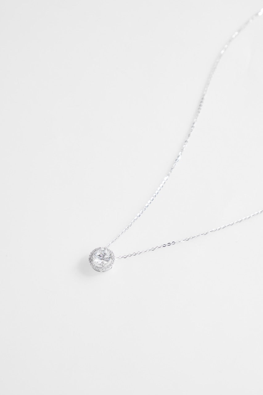 Silver-Plated Large CZ Pendant necklace for Women