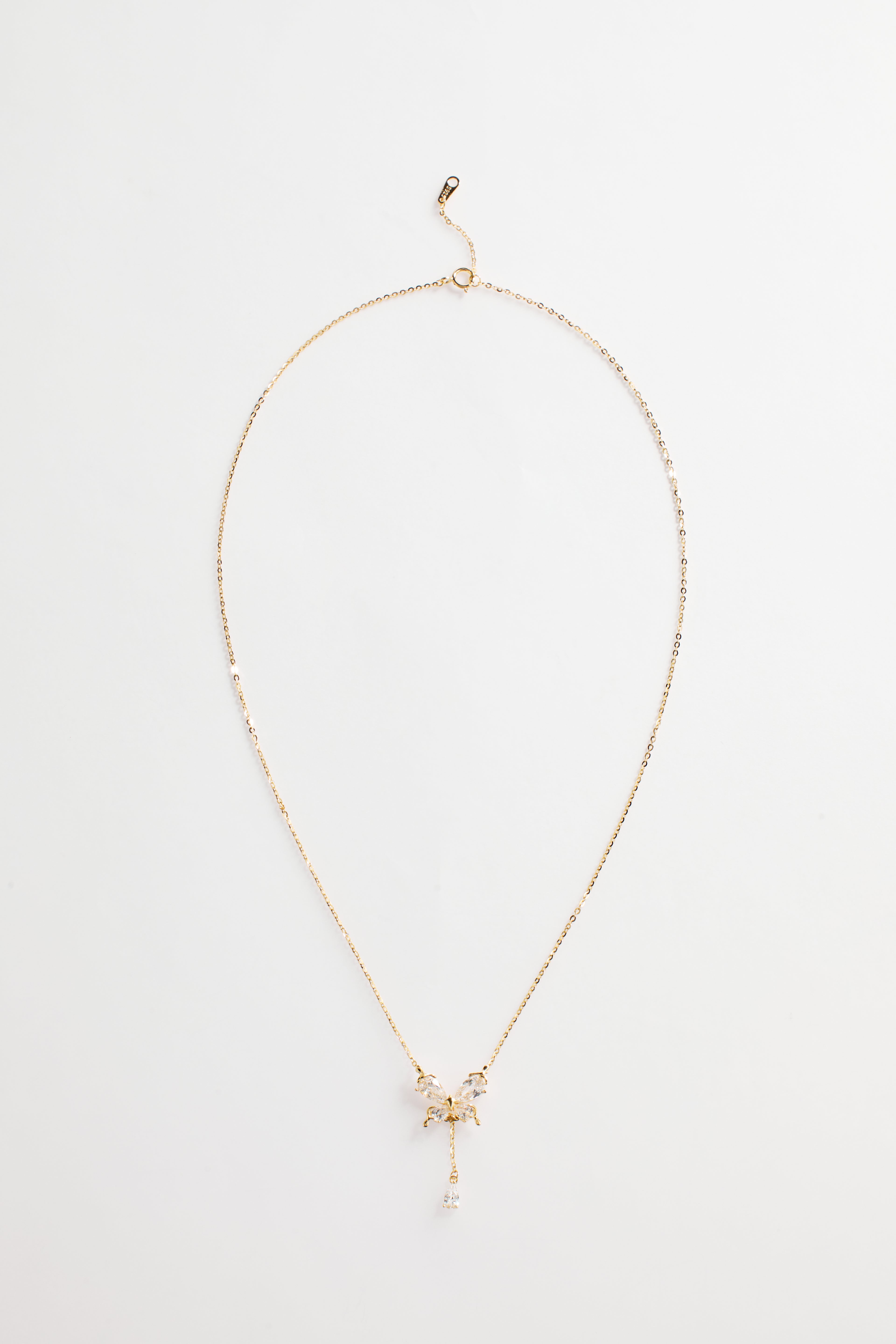 Gold-Plated Butterfly with Hanging Pearl Necklace for Women