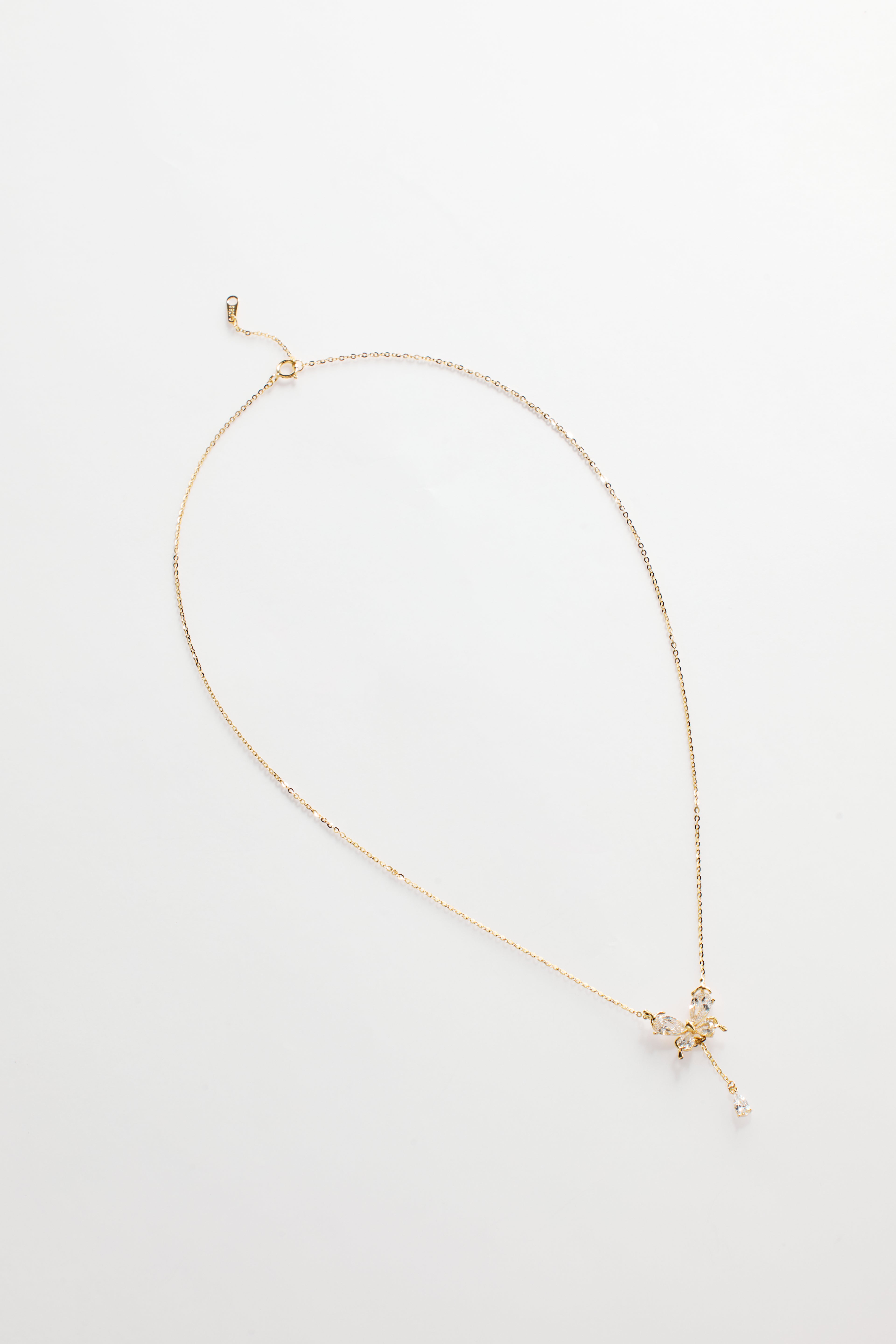 Gold-Plated Butterfly with Hanging Pearl Necklace for Women