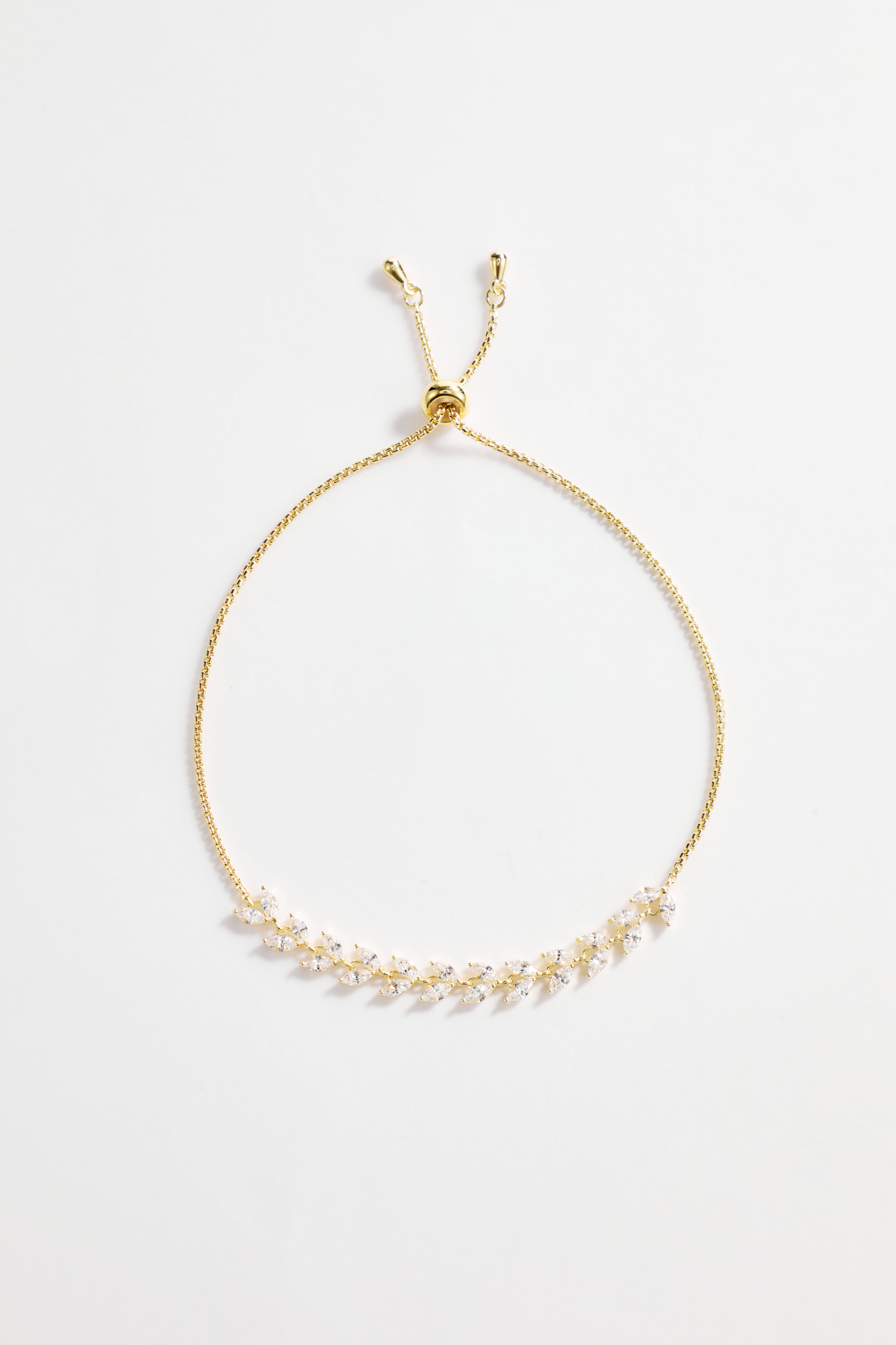 Gold-Plated CZ Leaves Design Bracelet for Women