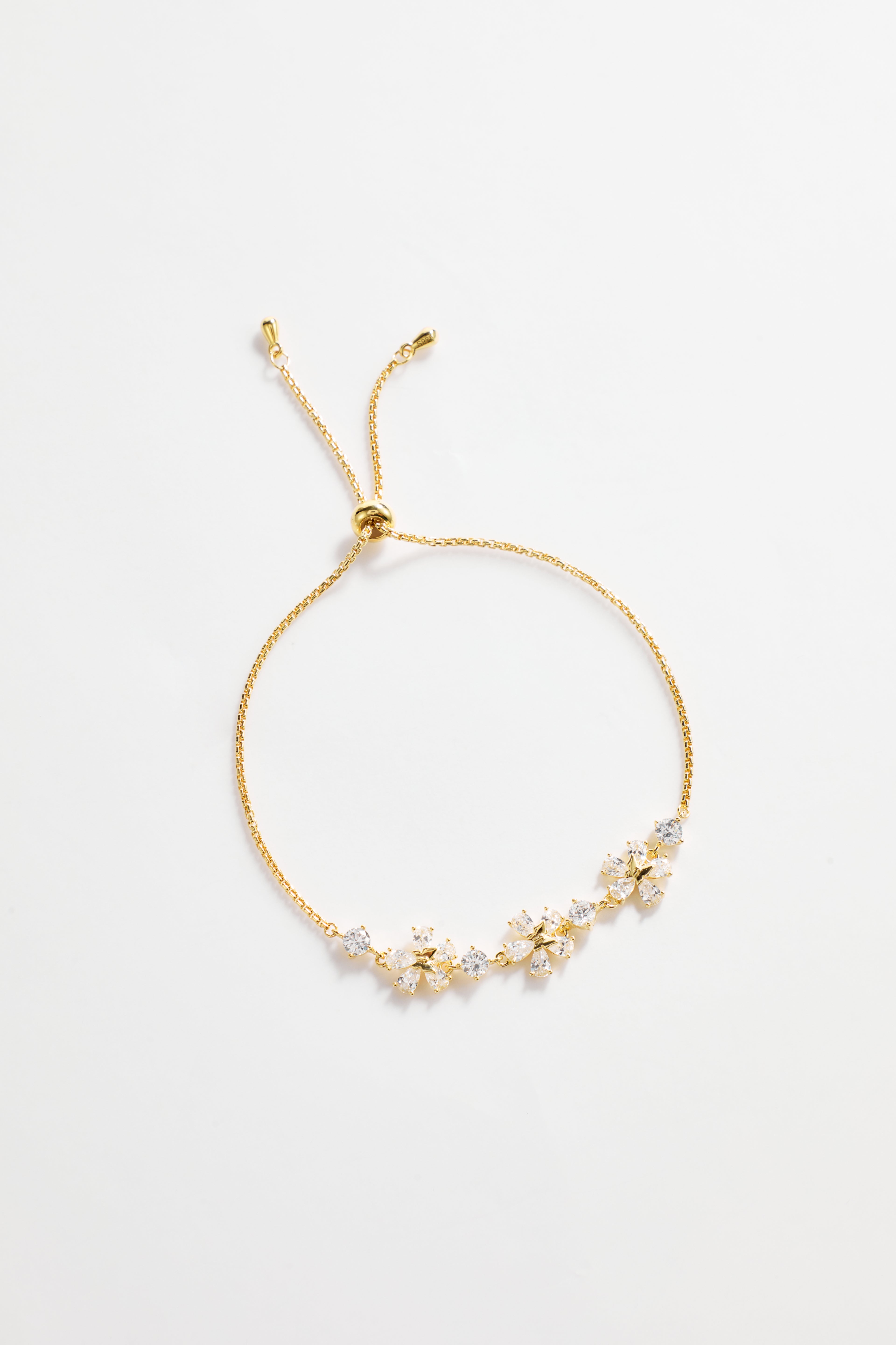 Gold-Plated Multi Flower and CZ Stones Bracelet for Women