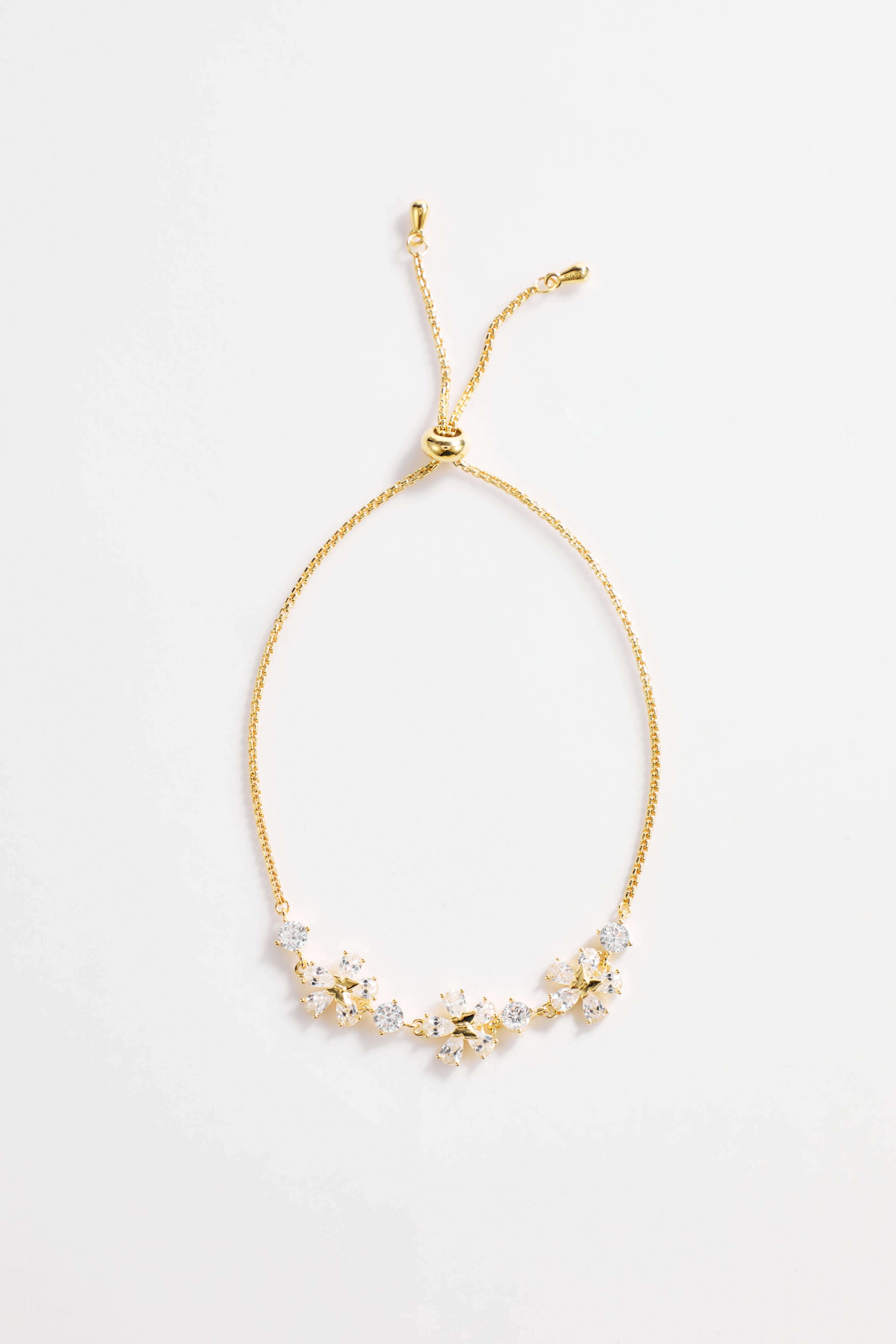 Gold-Plated Multi Flower and CZ Stones Bracelet for Women