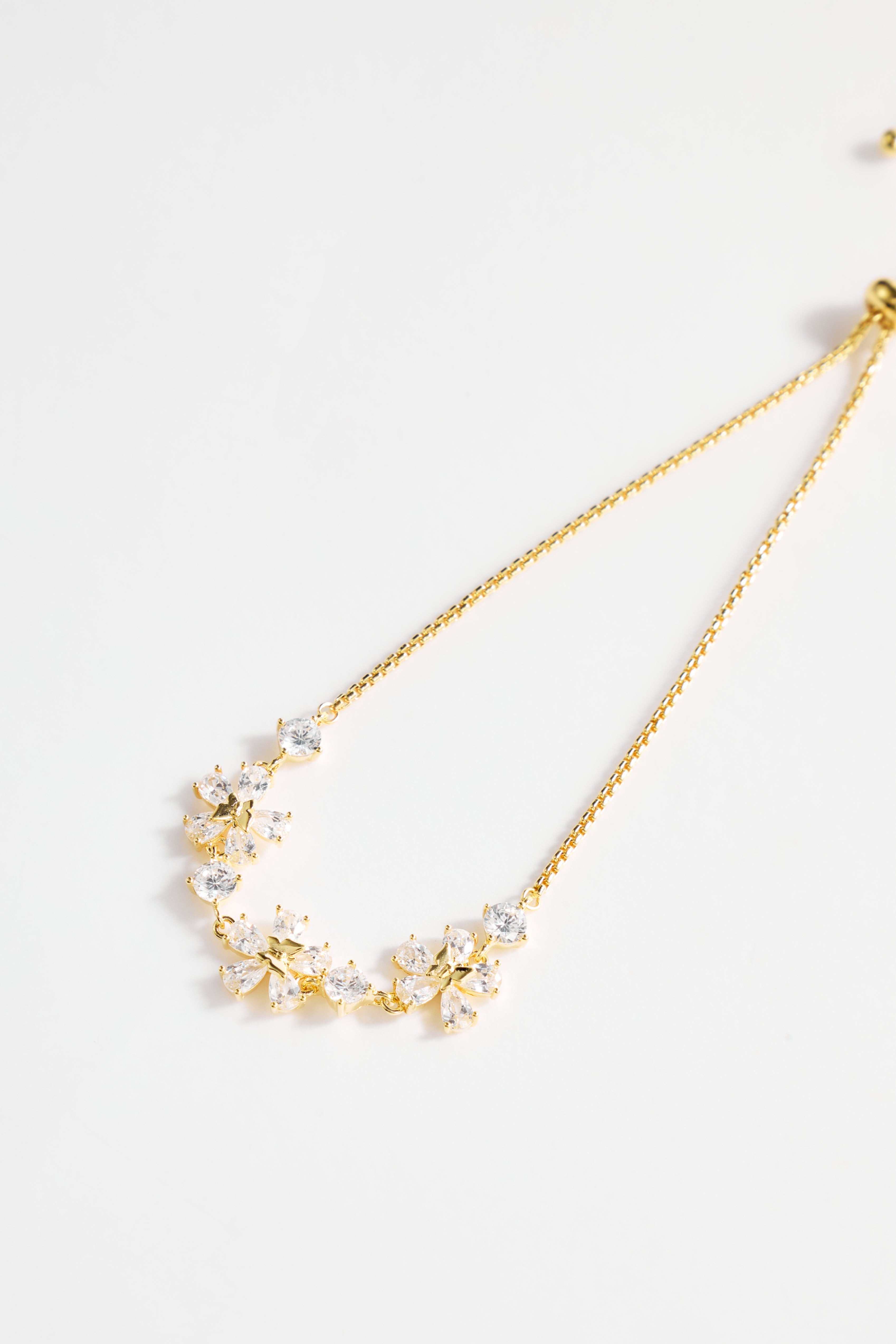 Gold-Plated Multi Flower and CZ Stones Bracelet for Women