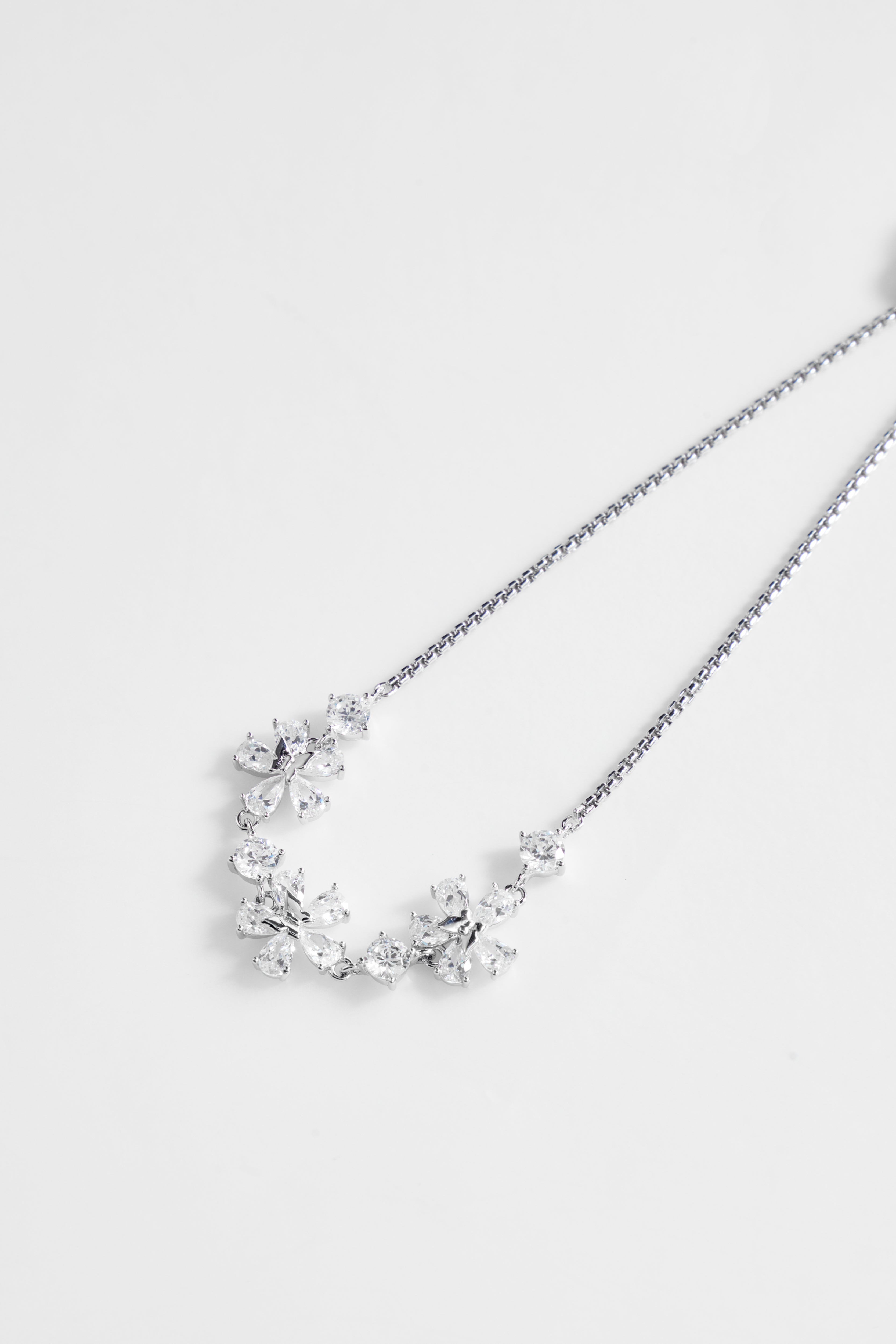 Silver-Plated Cubic Zirconia Multi Flower Design Bracelet for Women