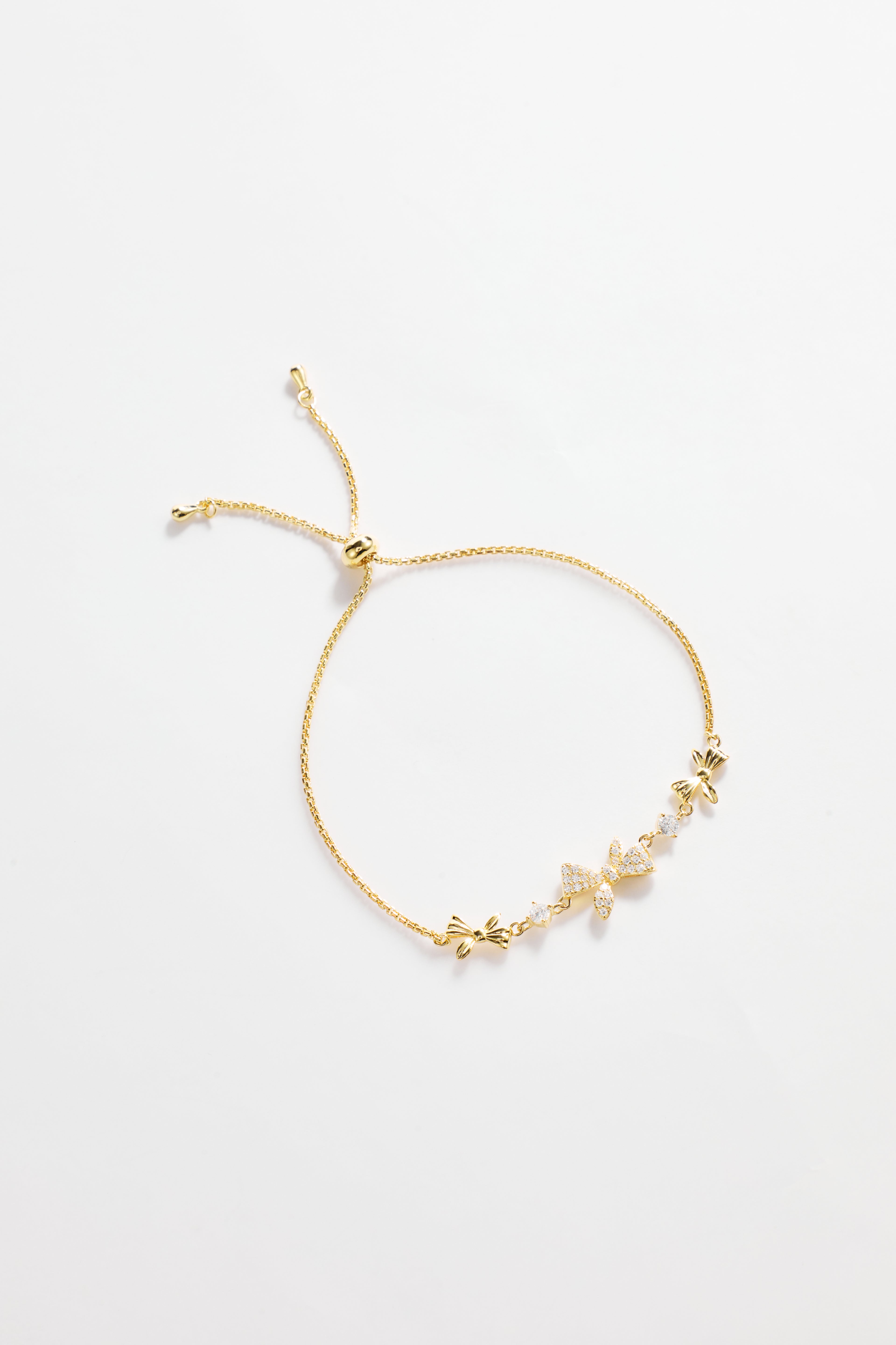 Gold-Plated Multi-Bow Design with CZ Accent Bracelet for Women