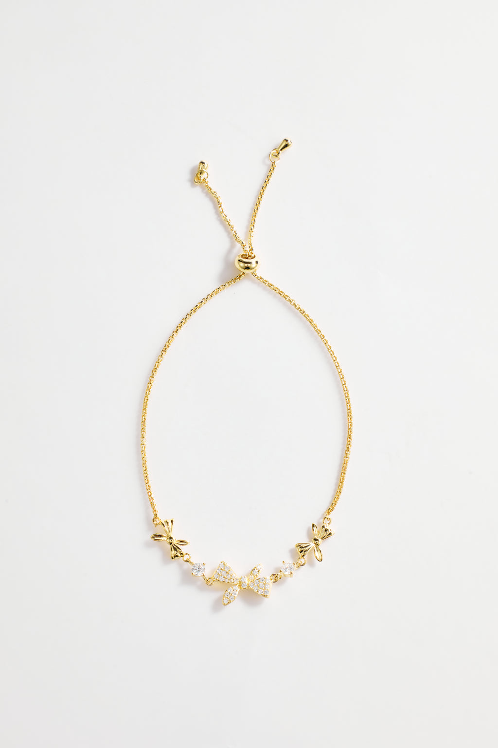 Gold-Plated Multi-Bow Design with CZ Accent Bracelet for Women