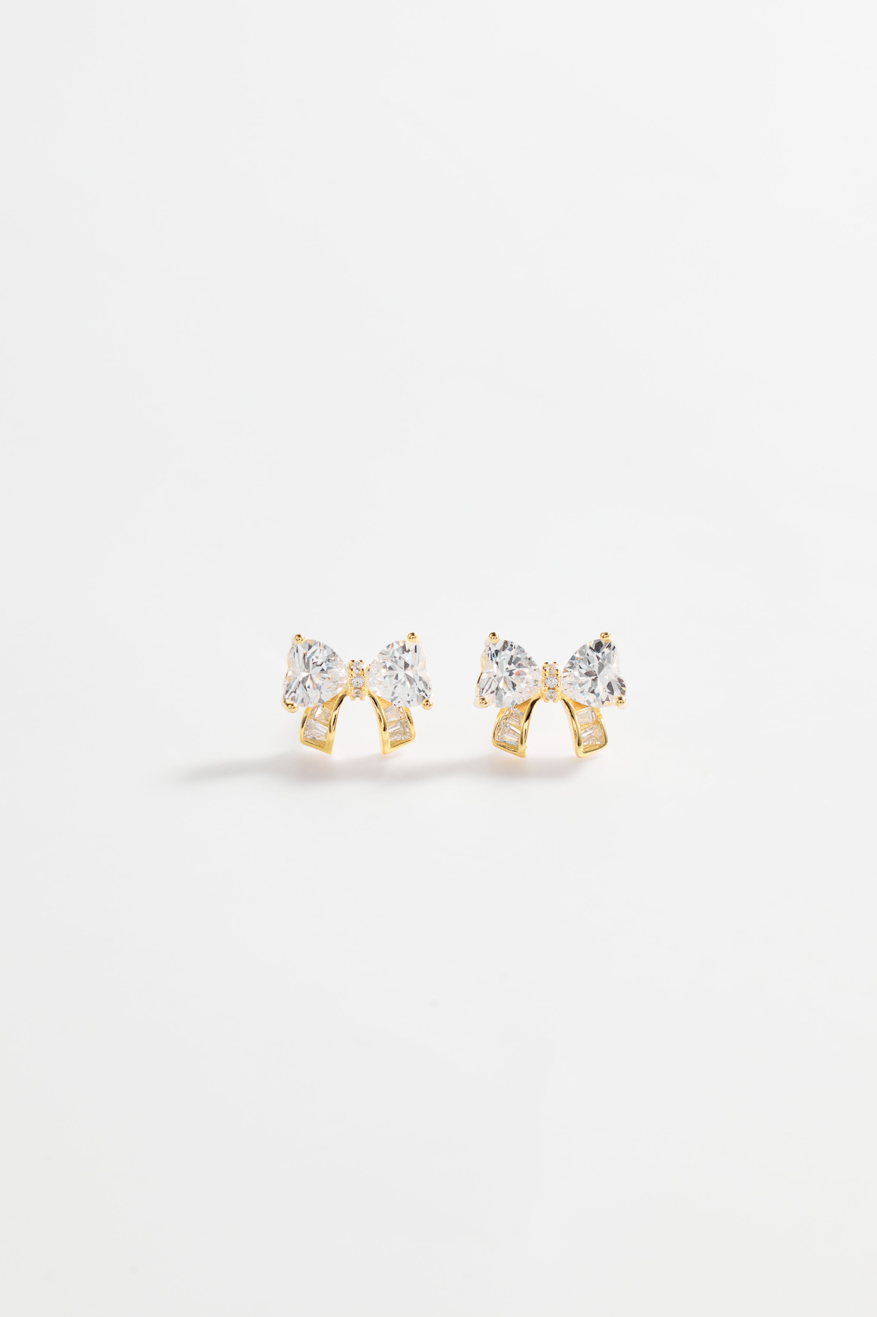 Gold-Plated CZ Bow Design Earrings and Necklace set for Women