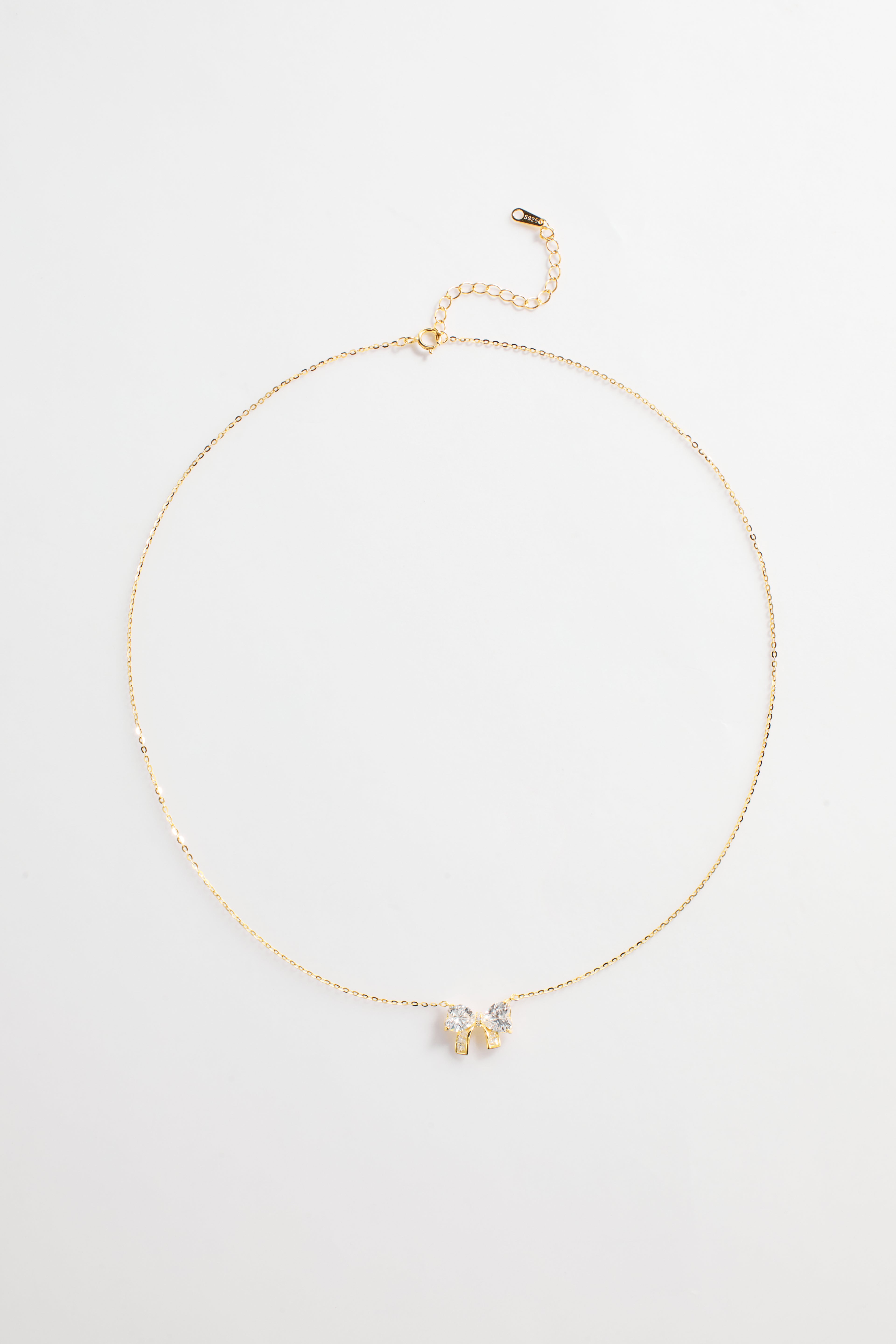 Gold-Plated CZ Bow Design Earrings and Necklace set for Women