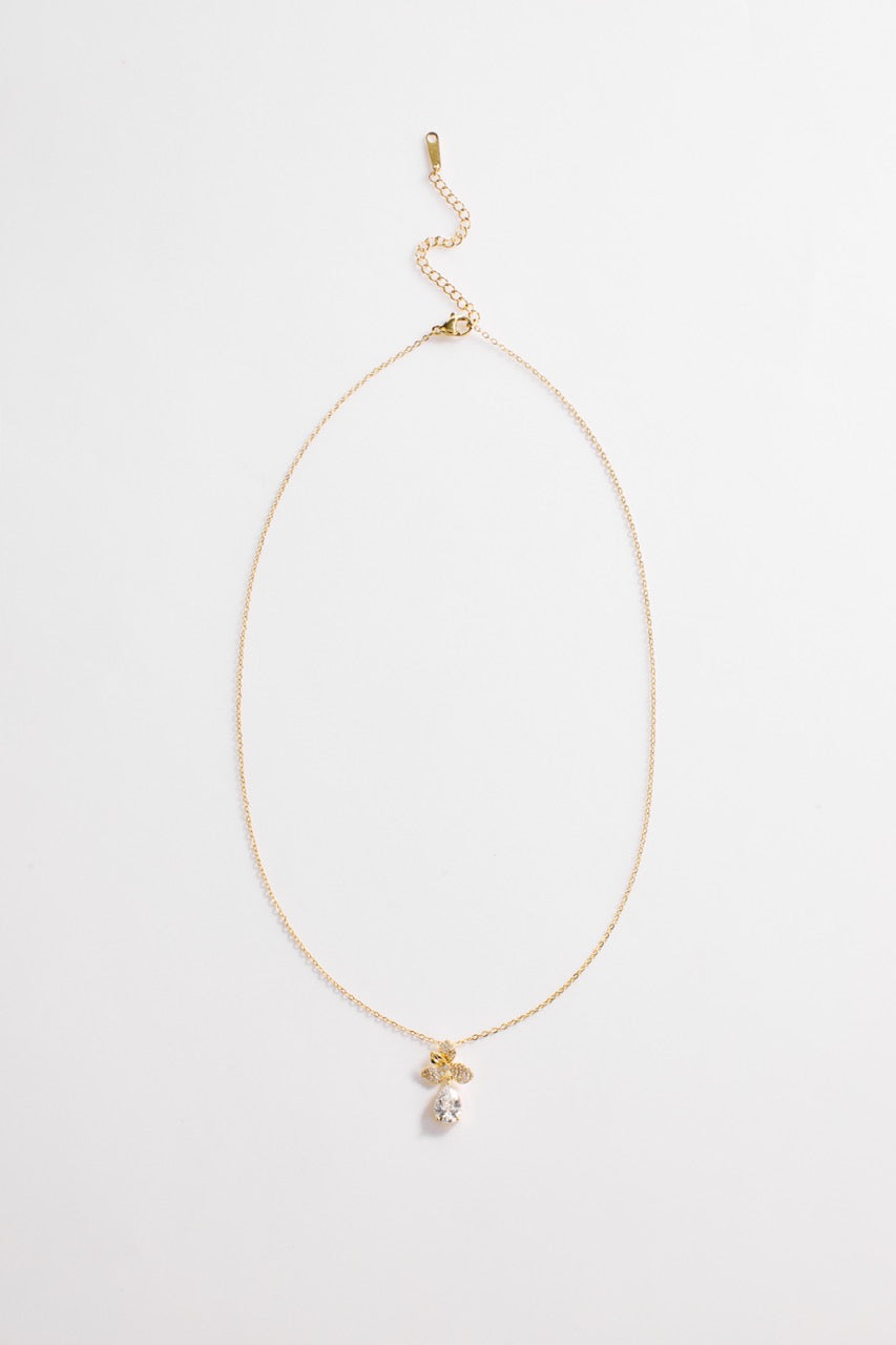 Gold-Plated CZ Necklace & Earrings Set for Women