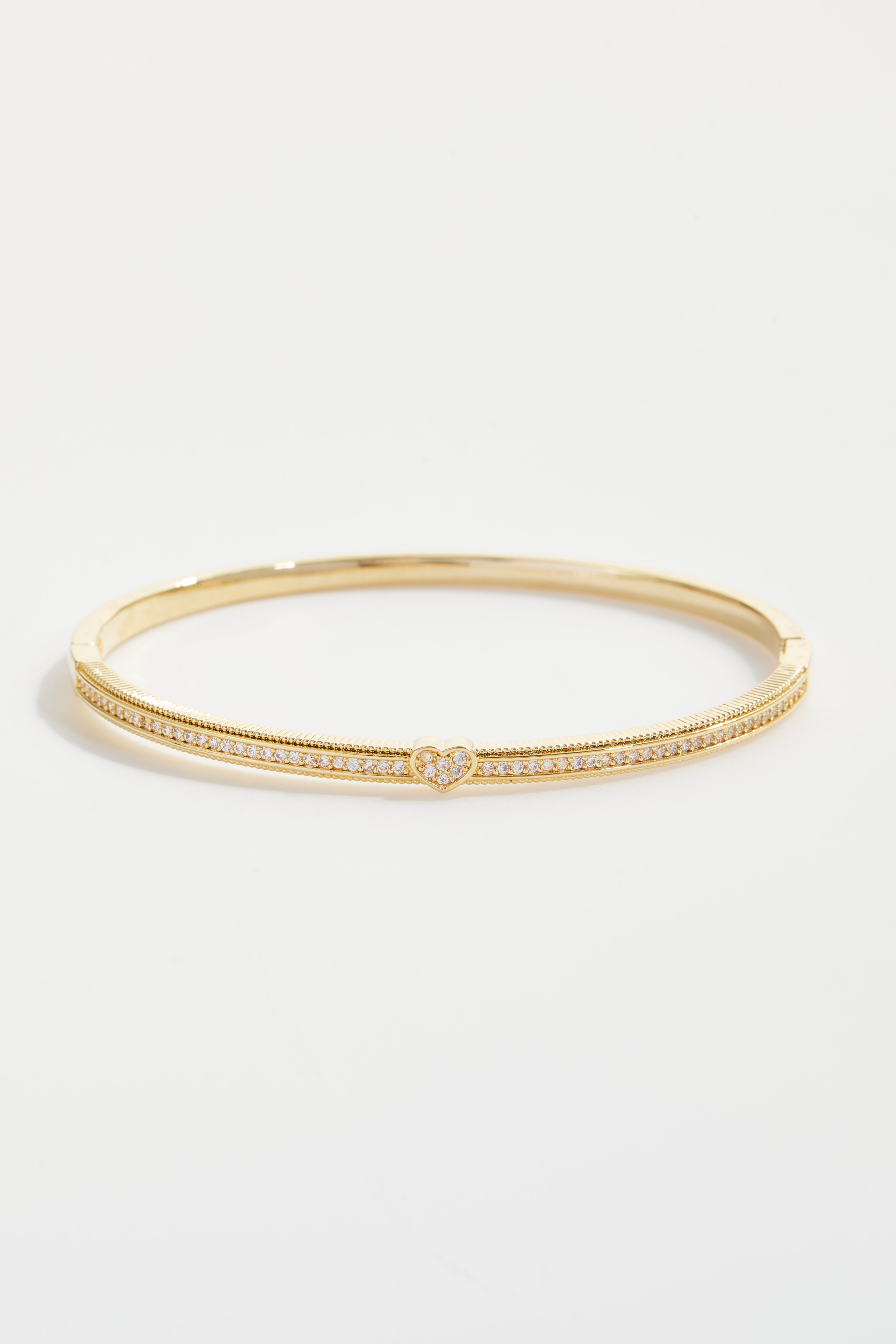Gold-Plated Simple Small Heart Bangle Bracelet for Women