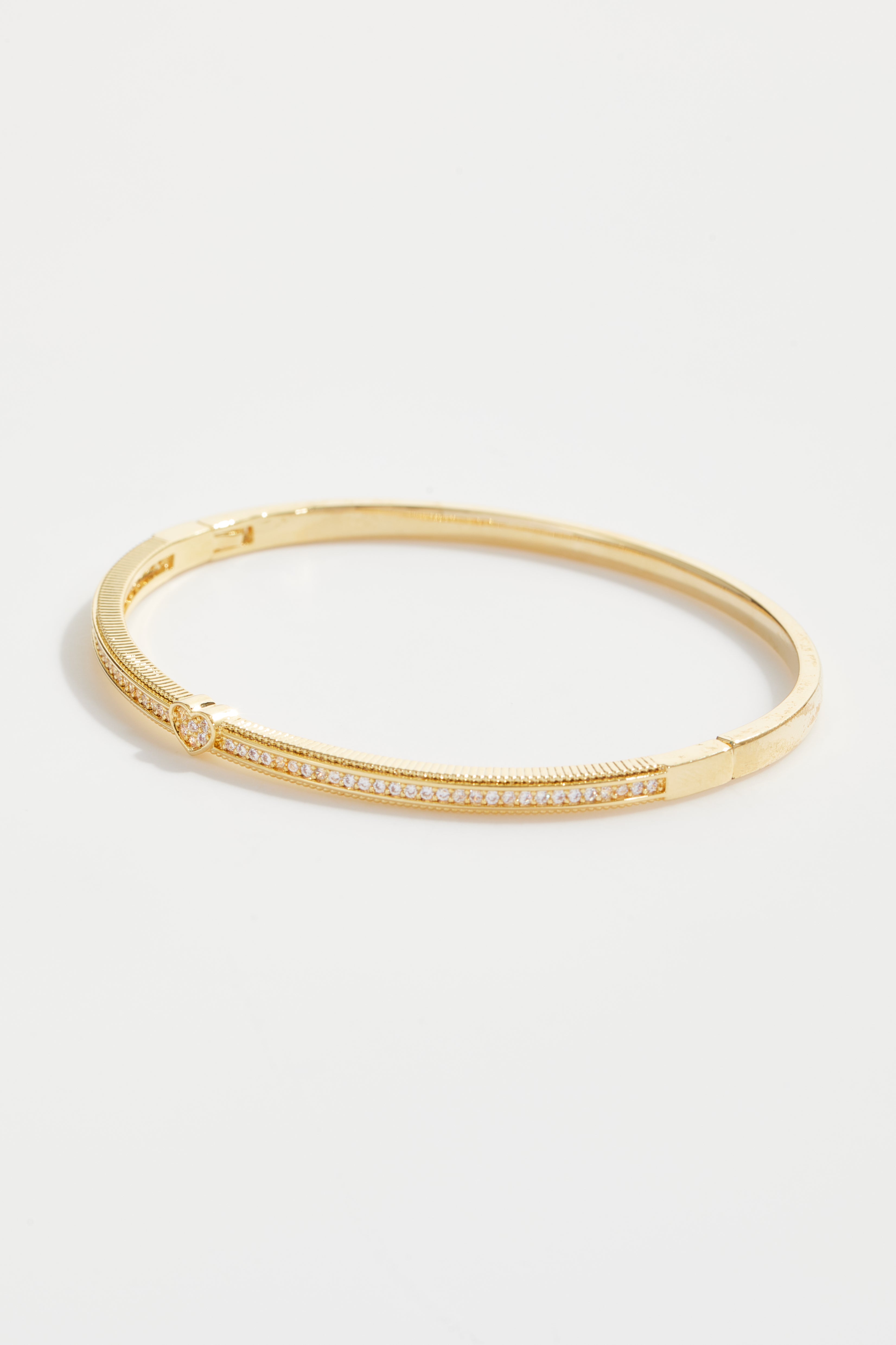 Gold-Plated Simple Small Heart Bangle Bracelet for Women