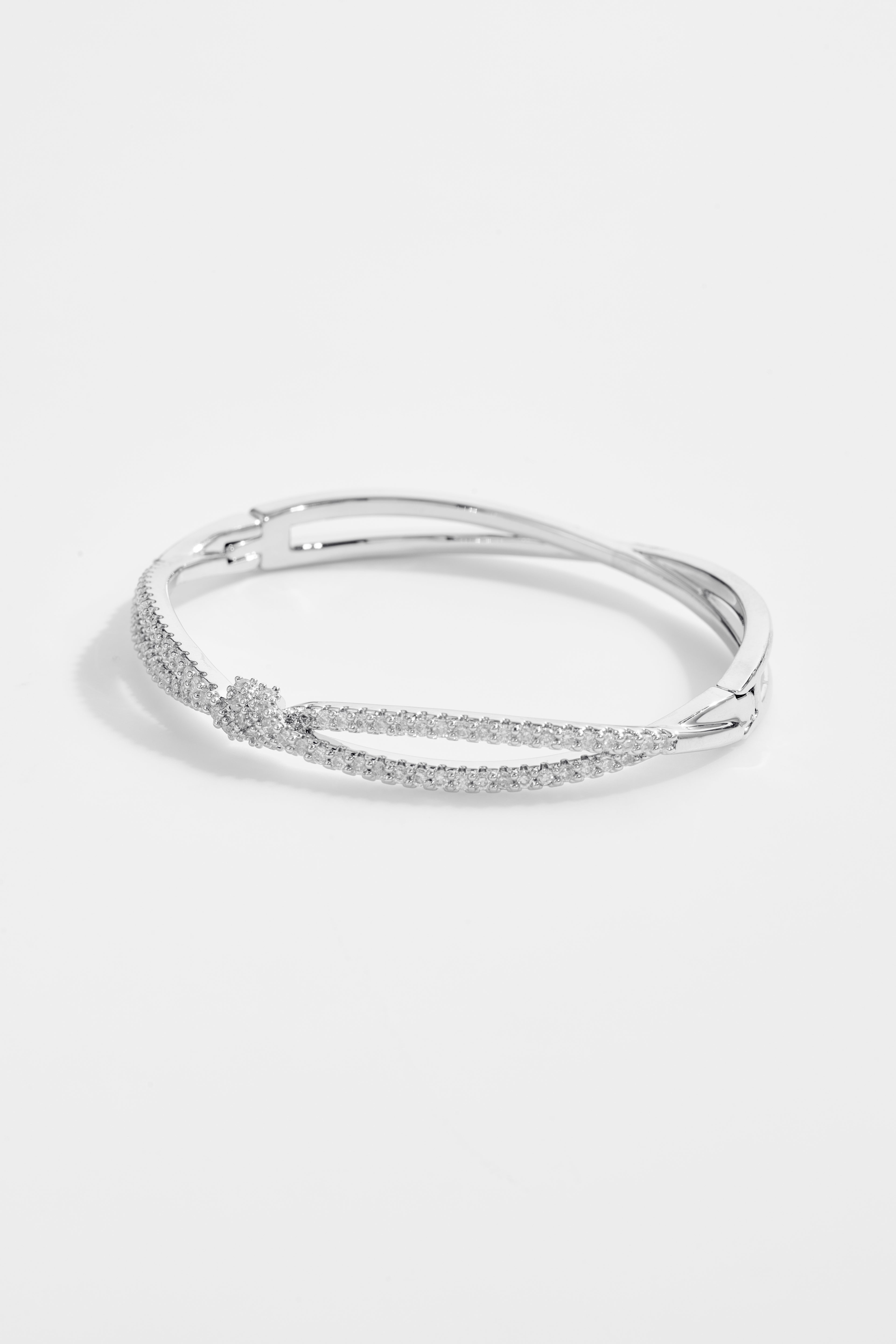 Silver-Plated Knotted Bangle Bracelet for Women