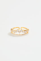 Pearl & CZ Dual Band Ring for Women