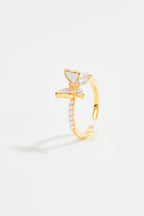 Faux Pearl & Crystal Butterfly Ring for Women