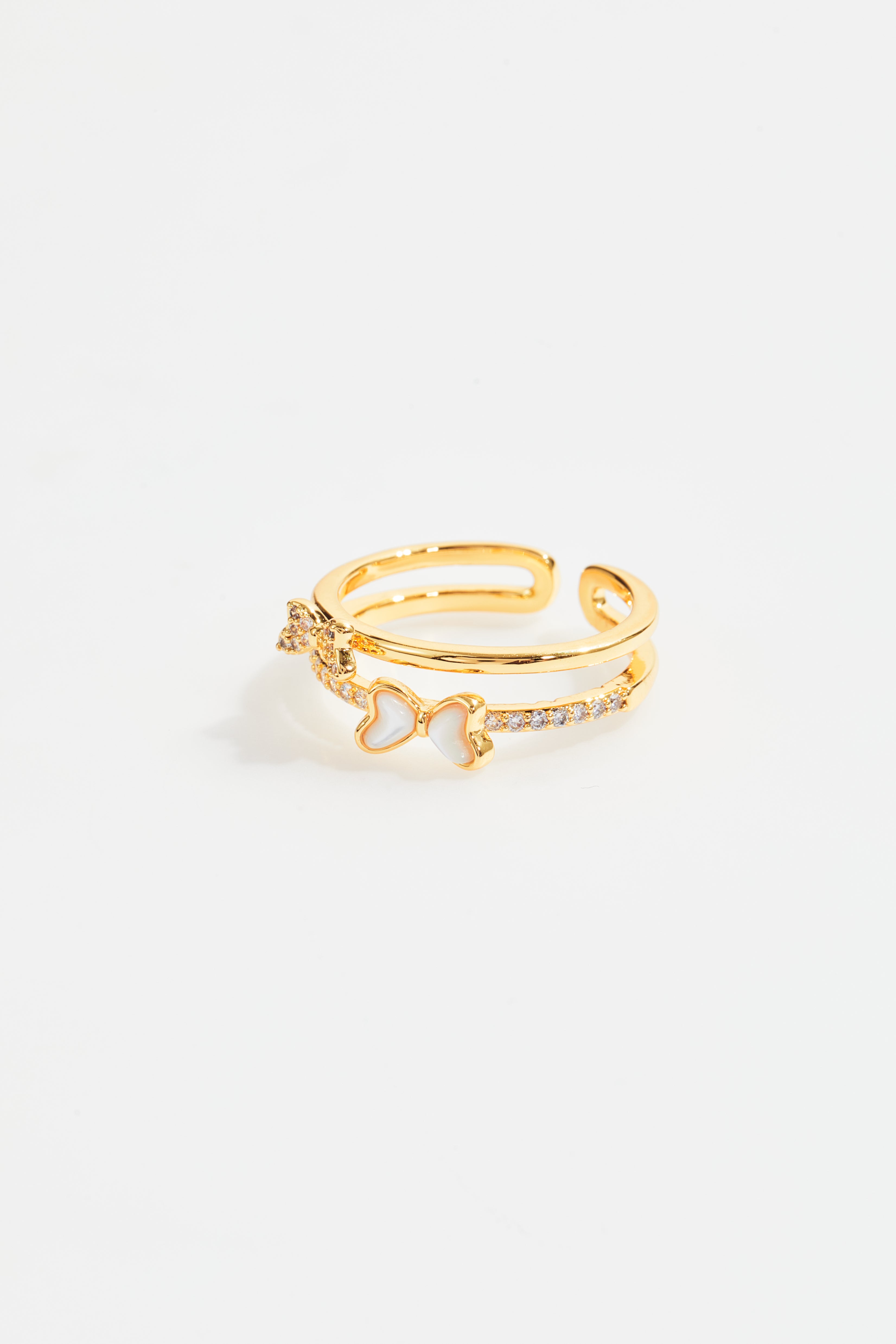 CZ Mother-of-Pearl Butterfly Ring for Women