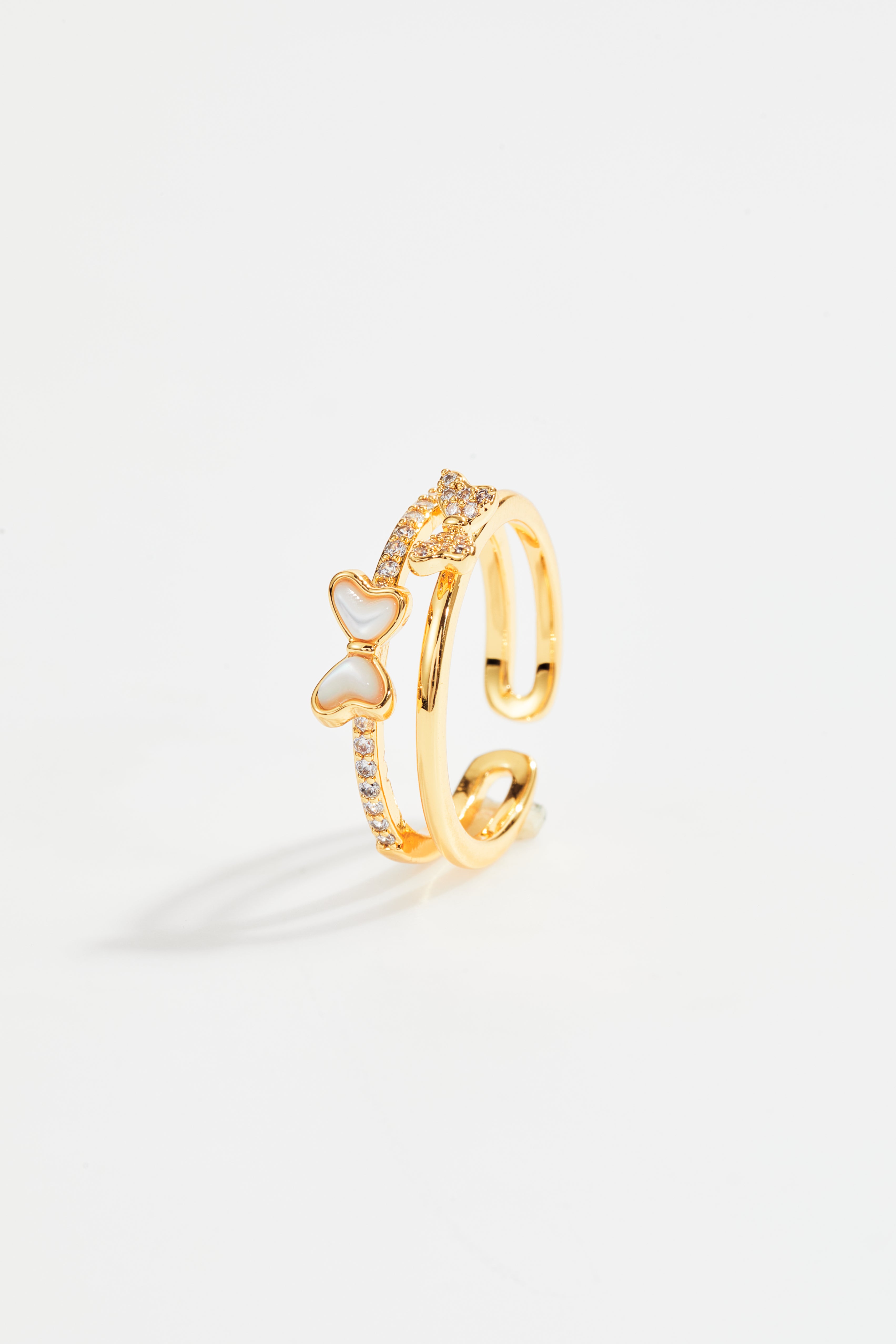 CZ Mother-of-Pearl Butterfly Ring for Women