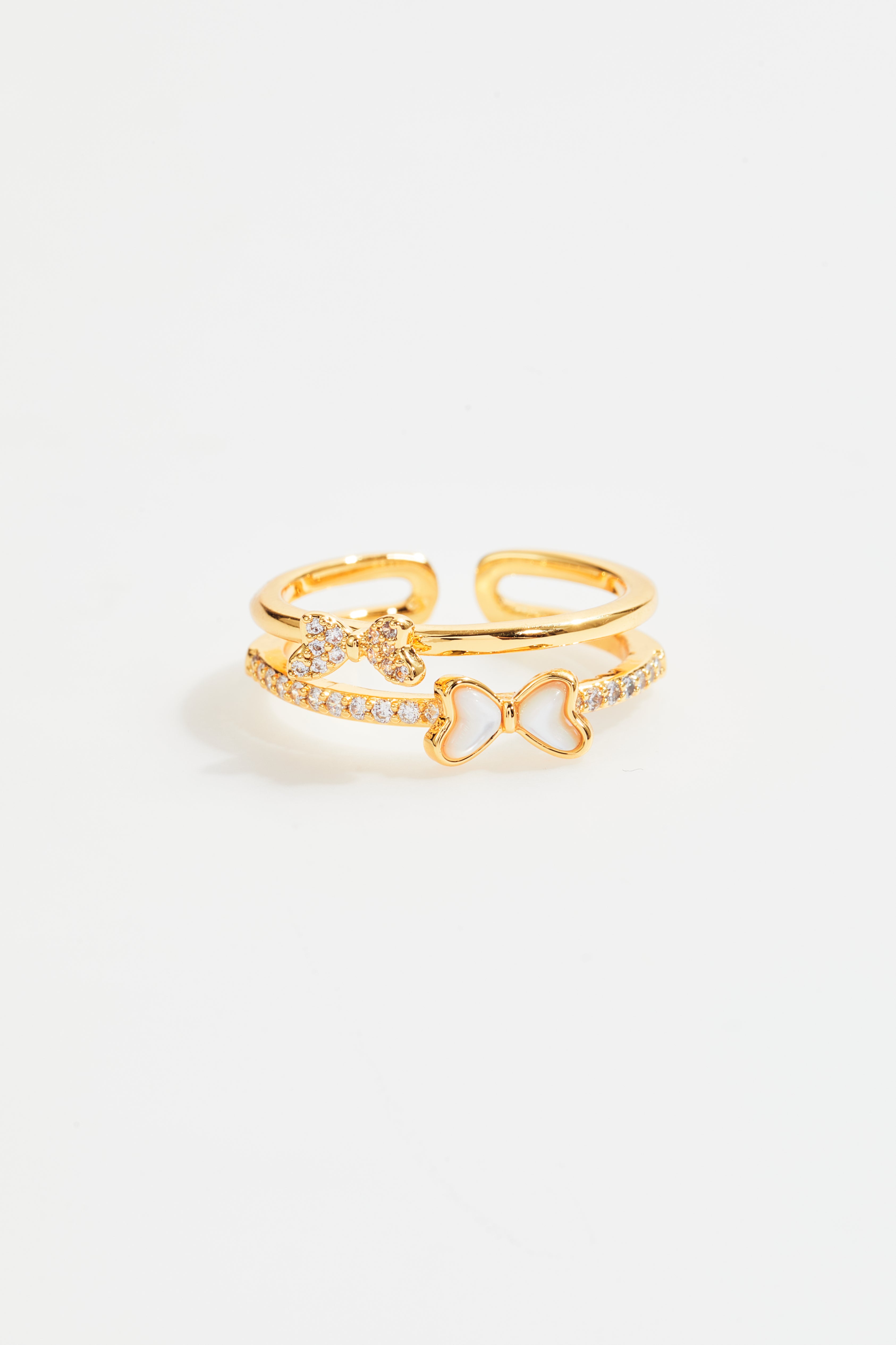 CZ Mother-of-Pearl Butterfly Ring for Women