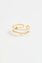 Double Pearl Crystal Open Ring