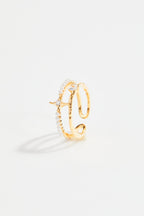 Double Pearl Crystal Open Ring