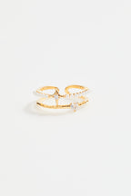 Double Pearl Crystal Open Ring