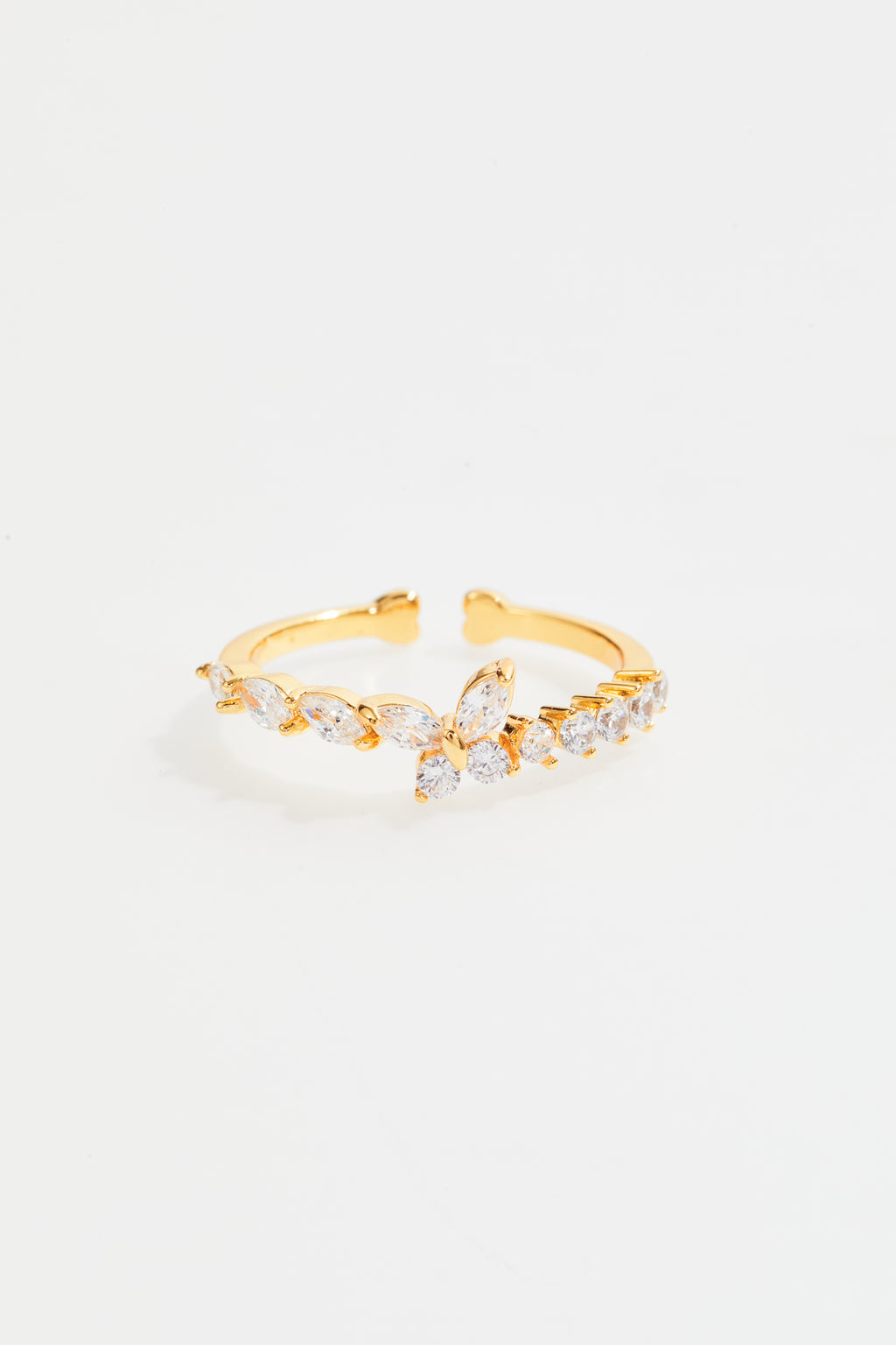 Gold-Plated Butterfly Stone Ring for Women