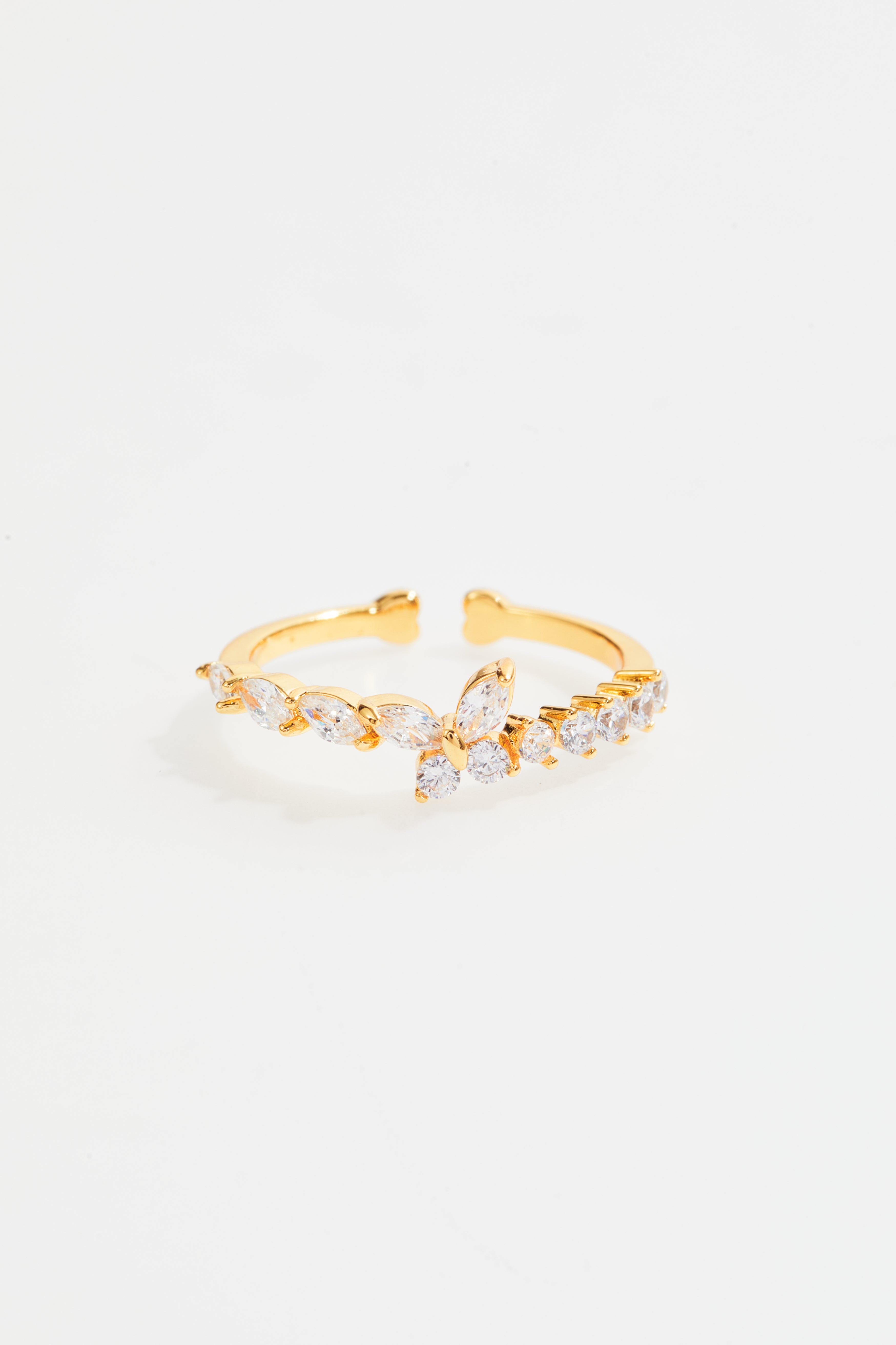 Gold-Plated Butterfly Stone Ring for Women