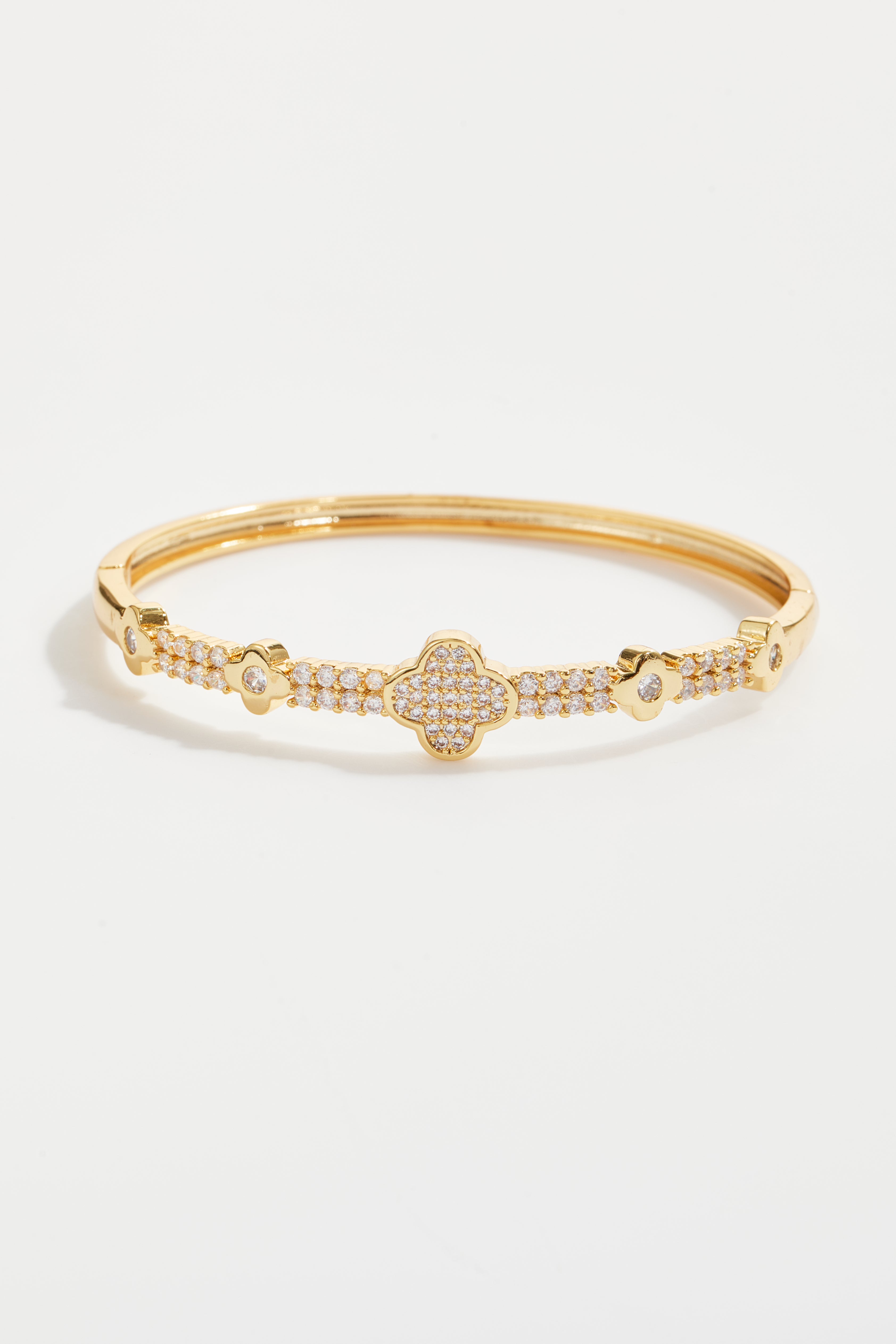 Gold-Plated Multi Clover Bangle Bracelet for Women