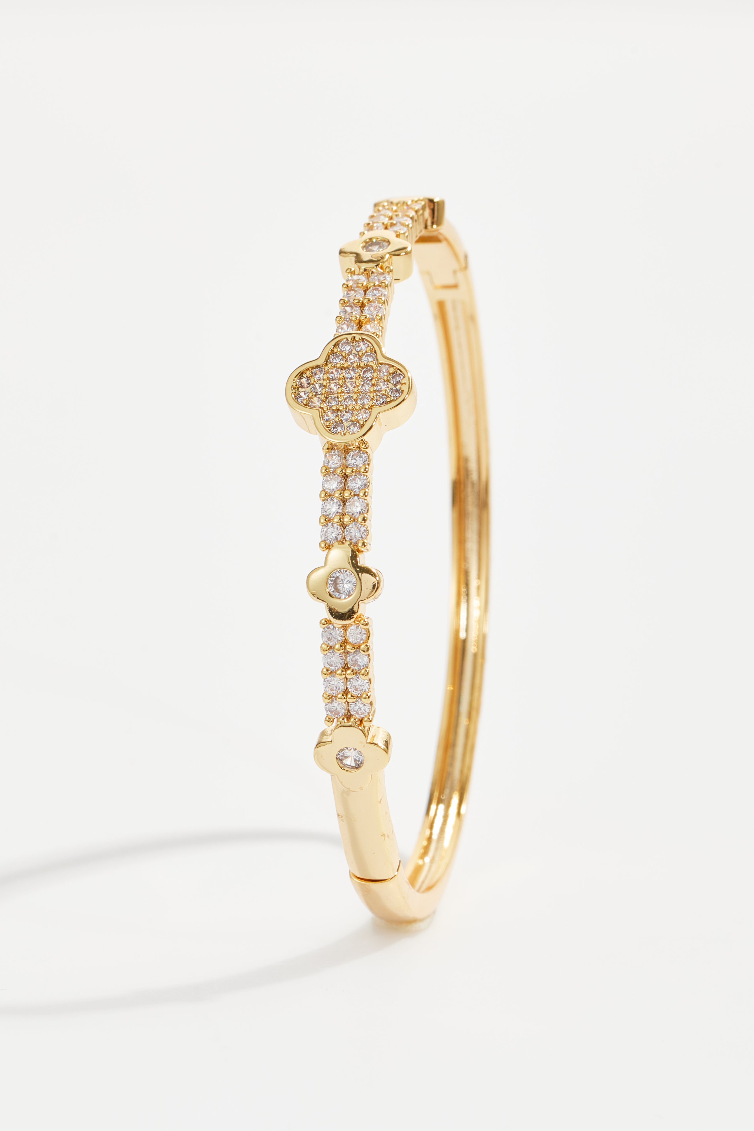 Gold-Plated Multi Clover Bangle Bracelet for Women