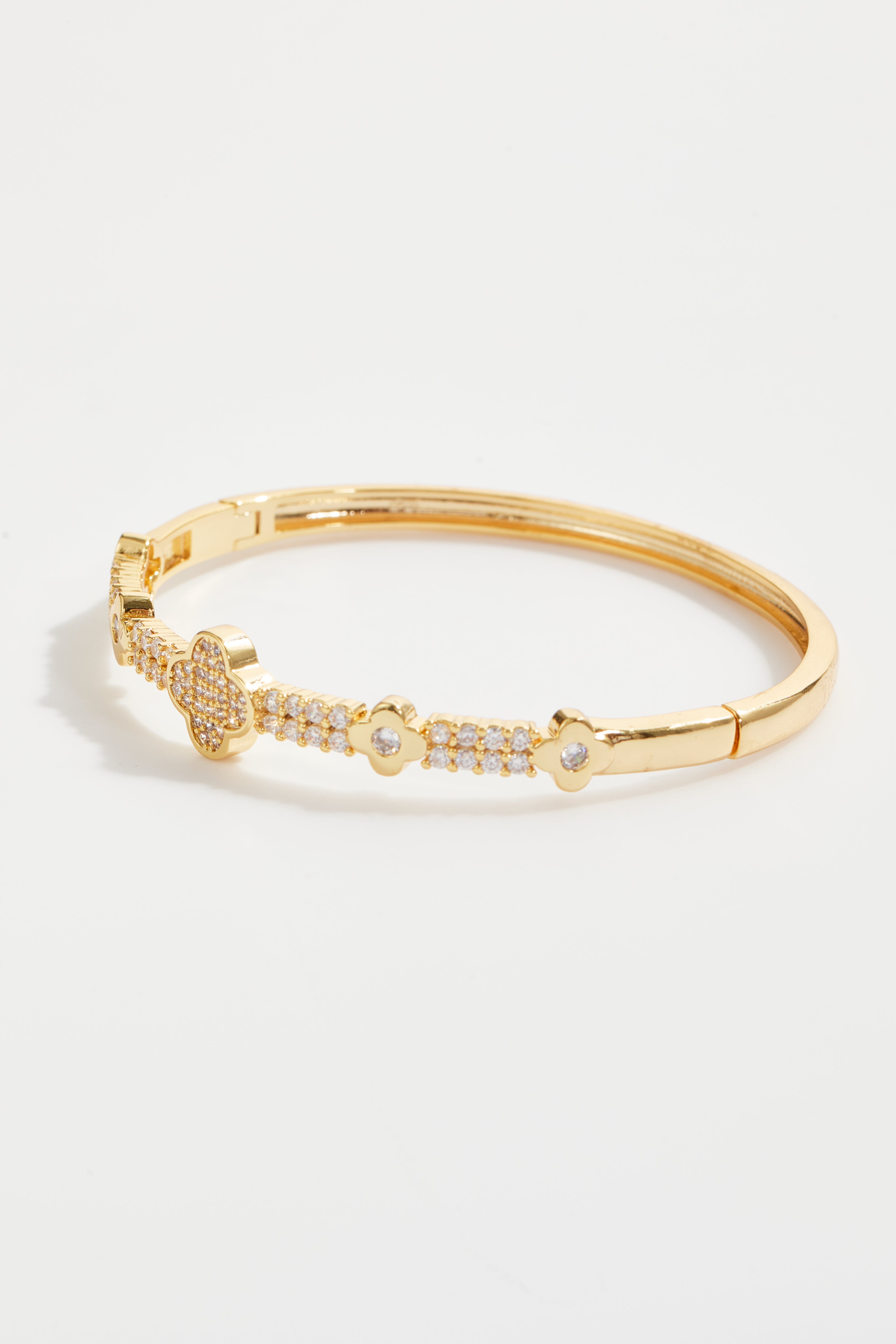 Gold-Plated Multi Clover Bangle Bracelet for Women