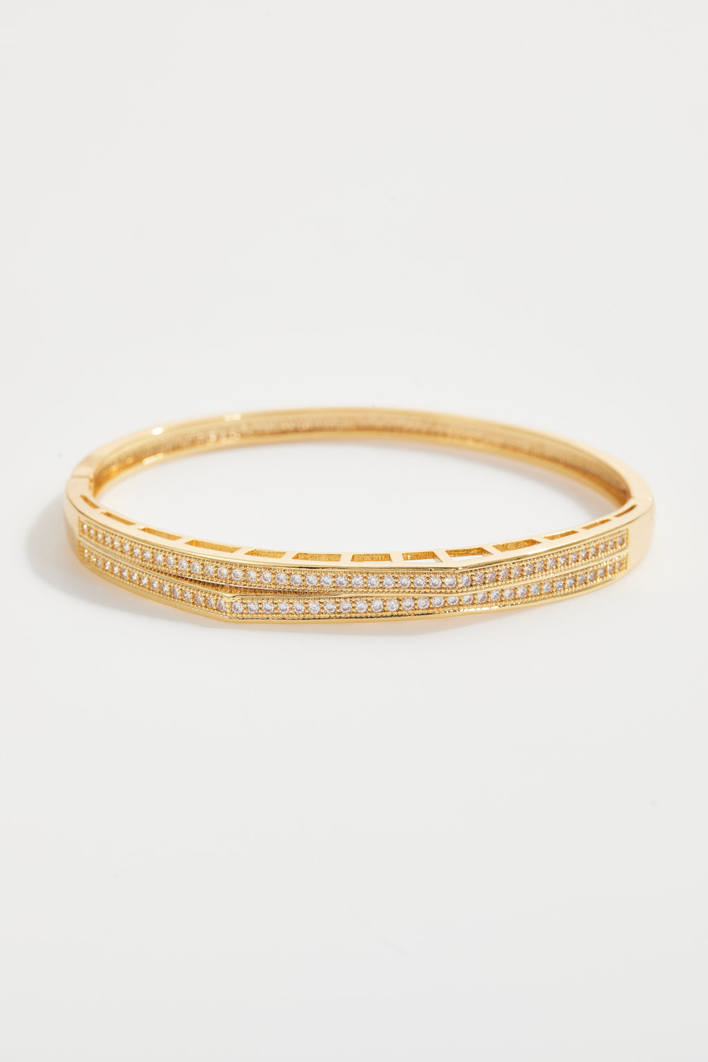 Gold-Plated Half Hexagon Bangle Bracelet for Women