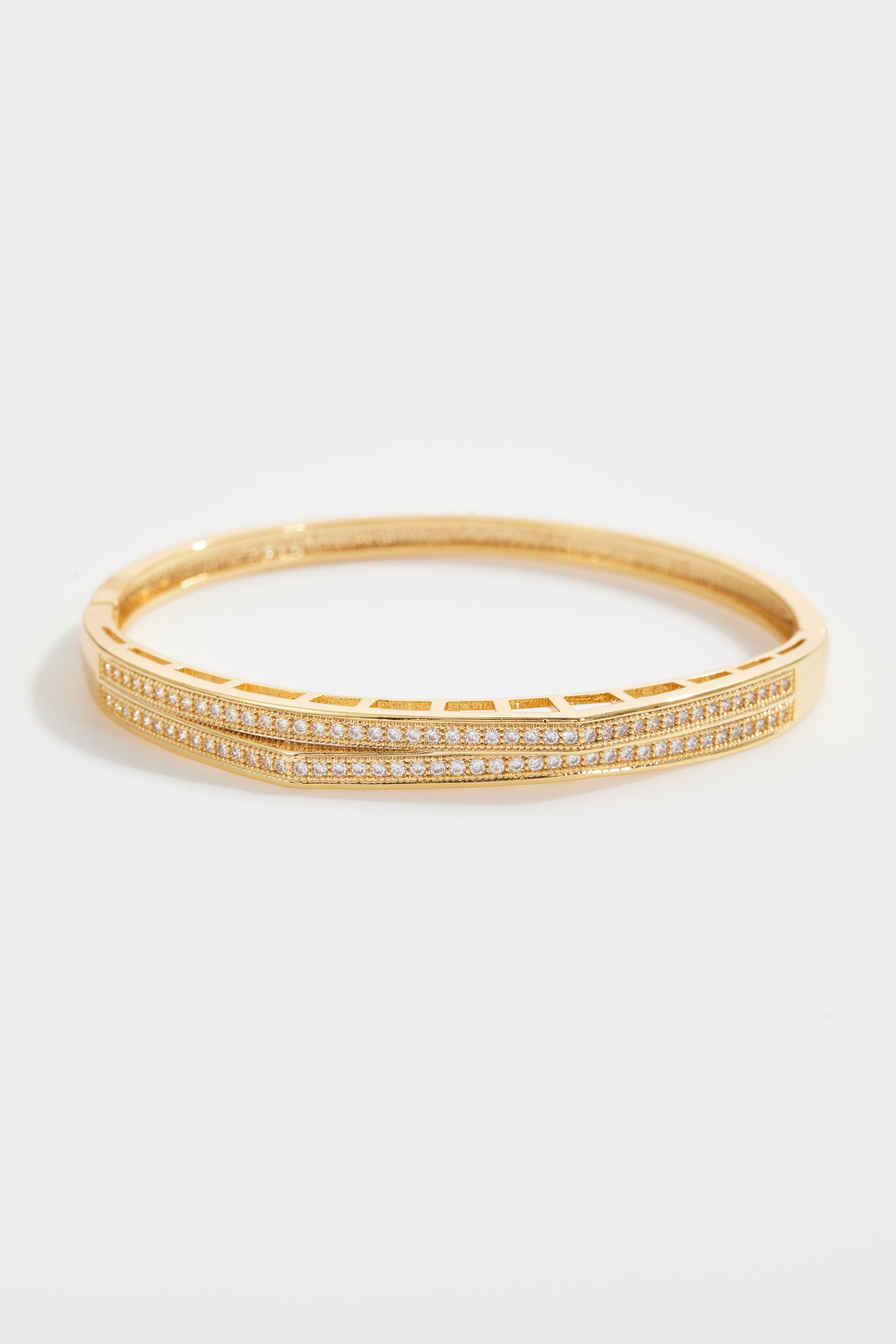 Gold-Plated Half Hexagon Bangle Bracelet for Women