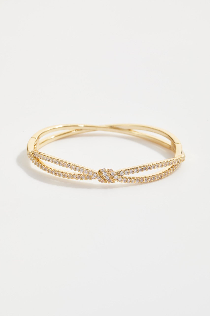 Gold-Plated Knotted Bangle Bracelet for Women