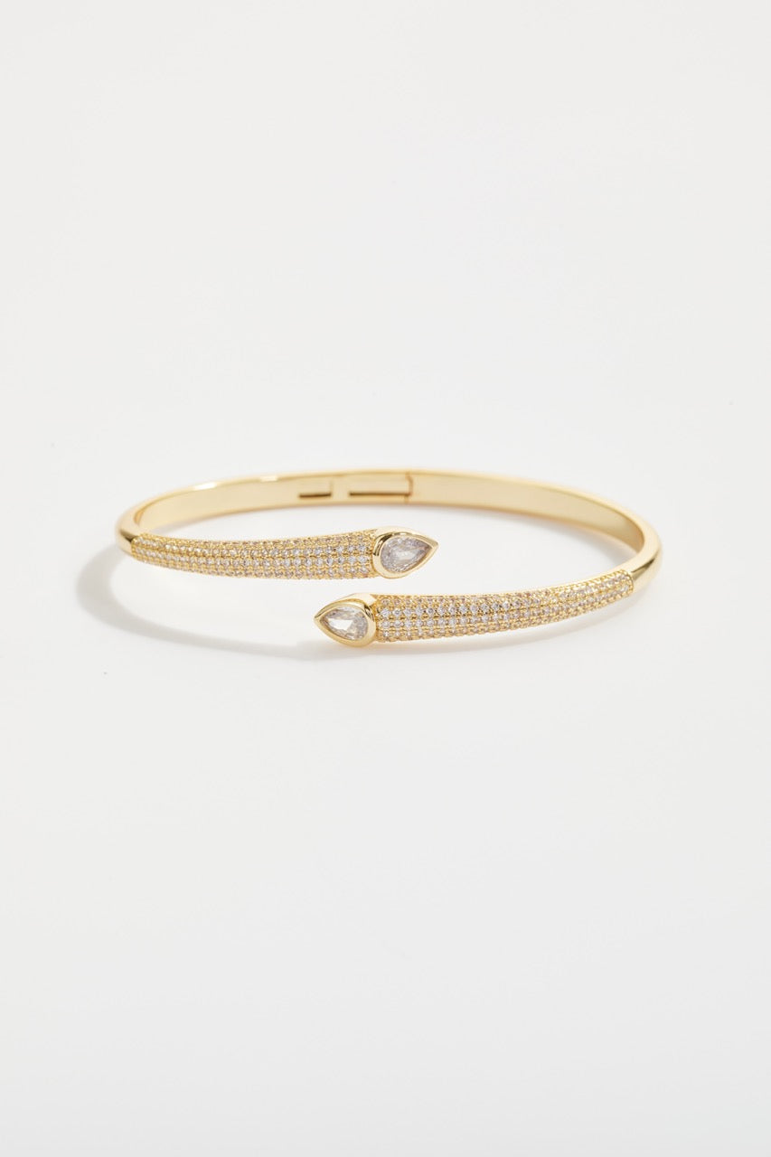 Gold-Plated Double Drop Bangle Bracelet for Women