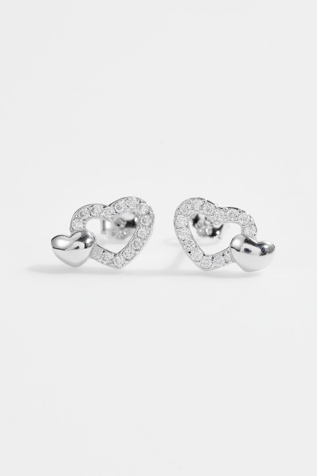 Heart Shaped CZ Stud Earrings for Women
