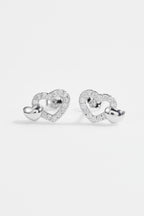 Heart Shaped CZ Stud Earrings for Women