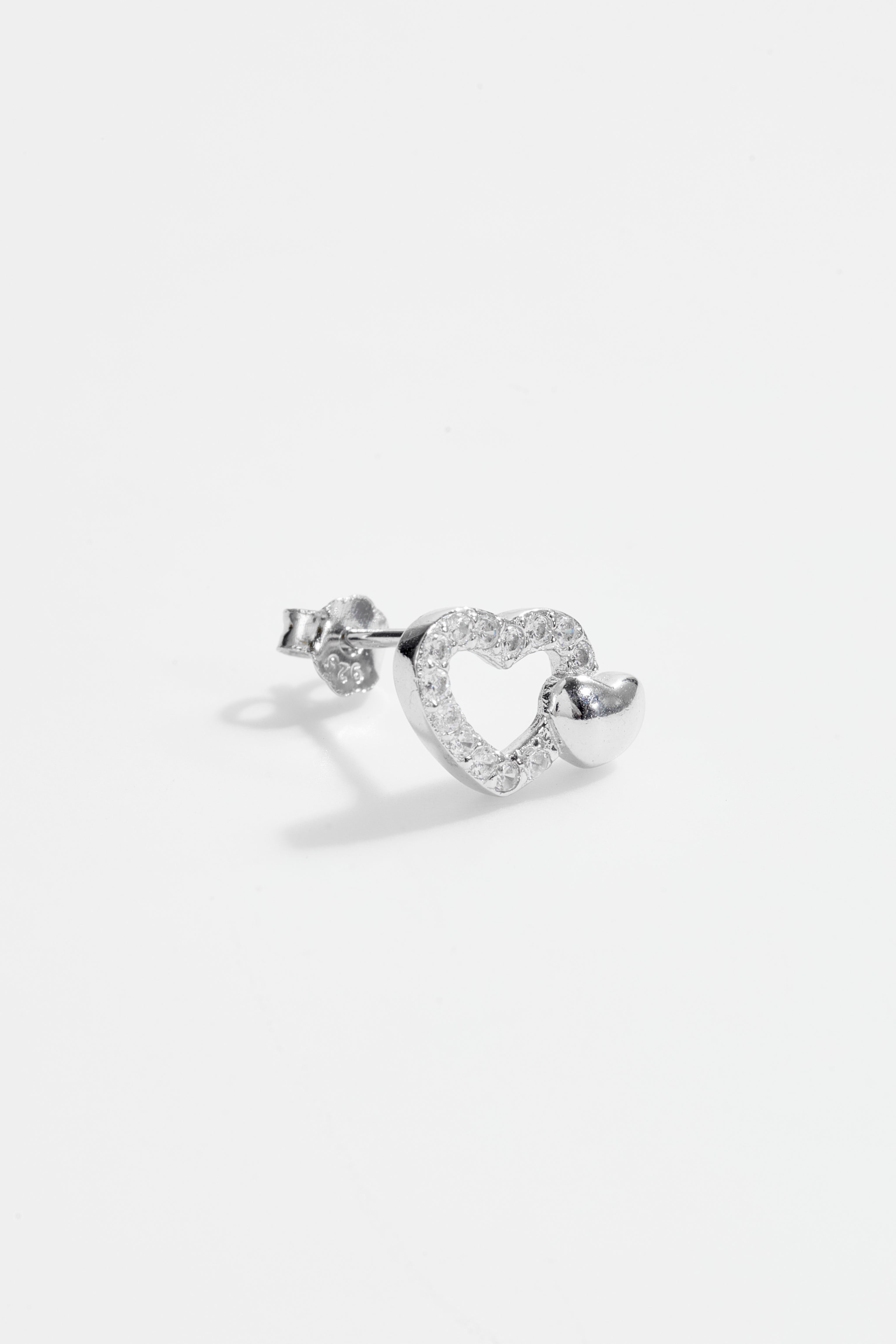 Heart Shaped CZ Stud Earrings for Women
