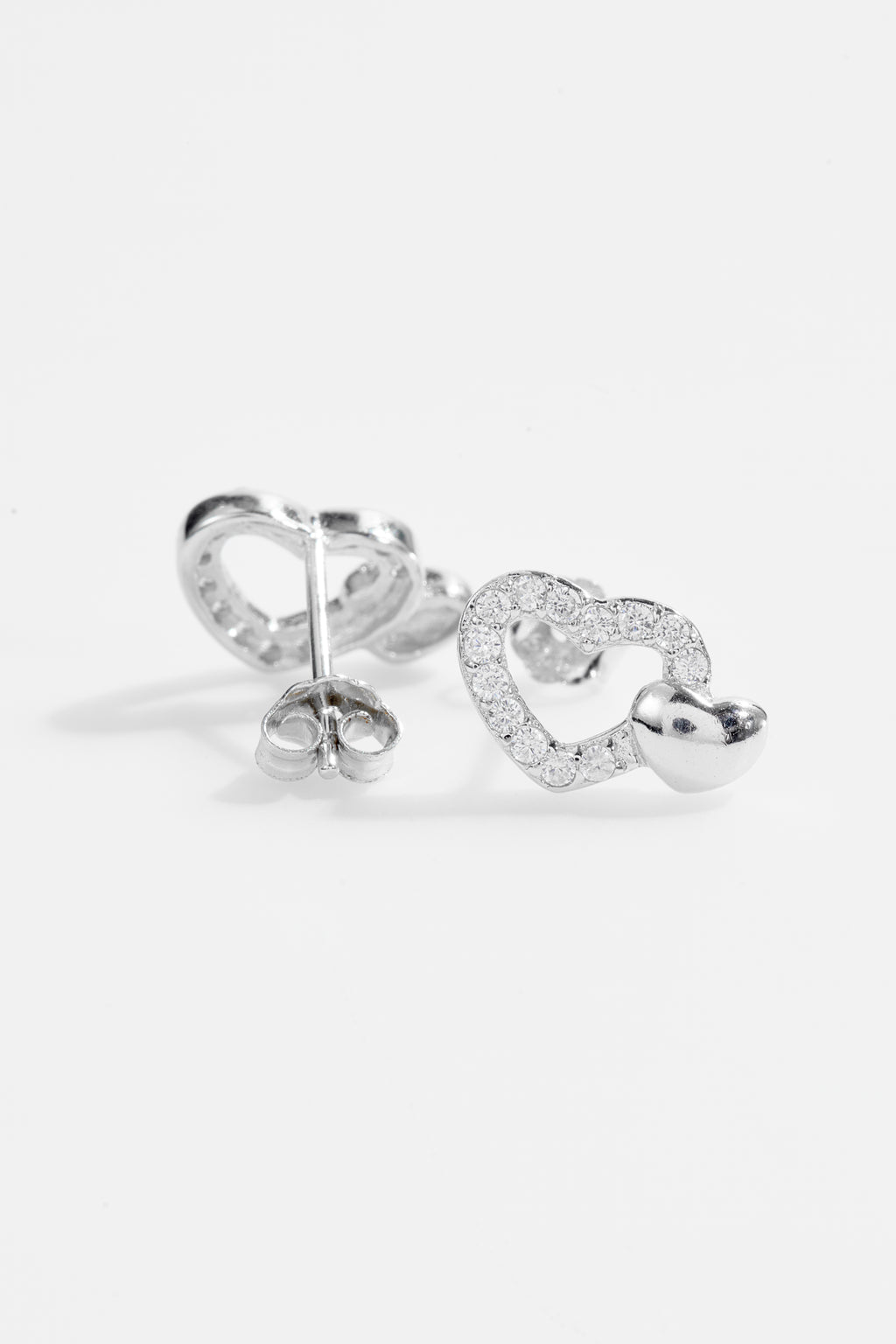 Heart Shaped CZ Stud Earrings for Women