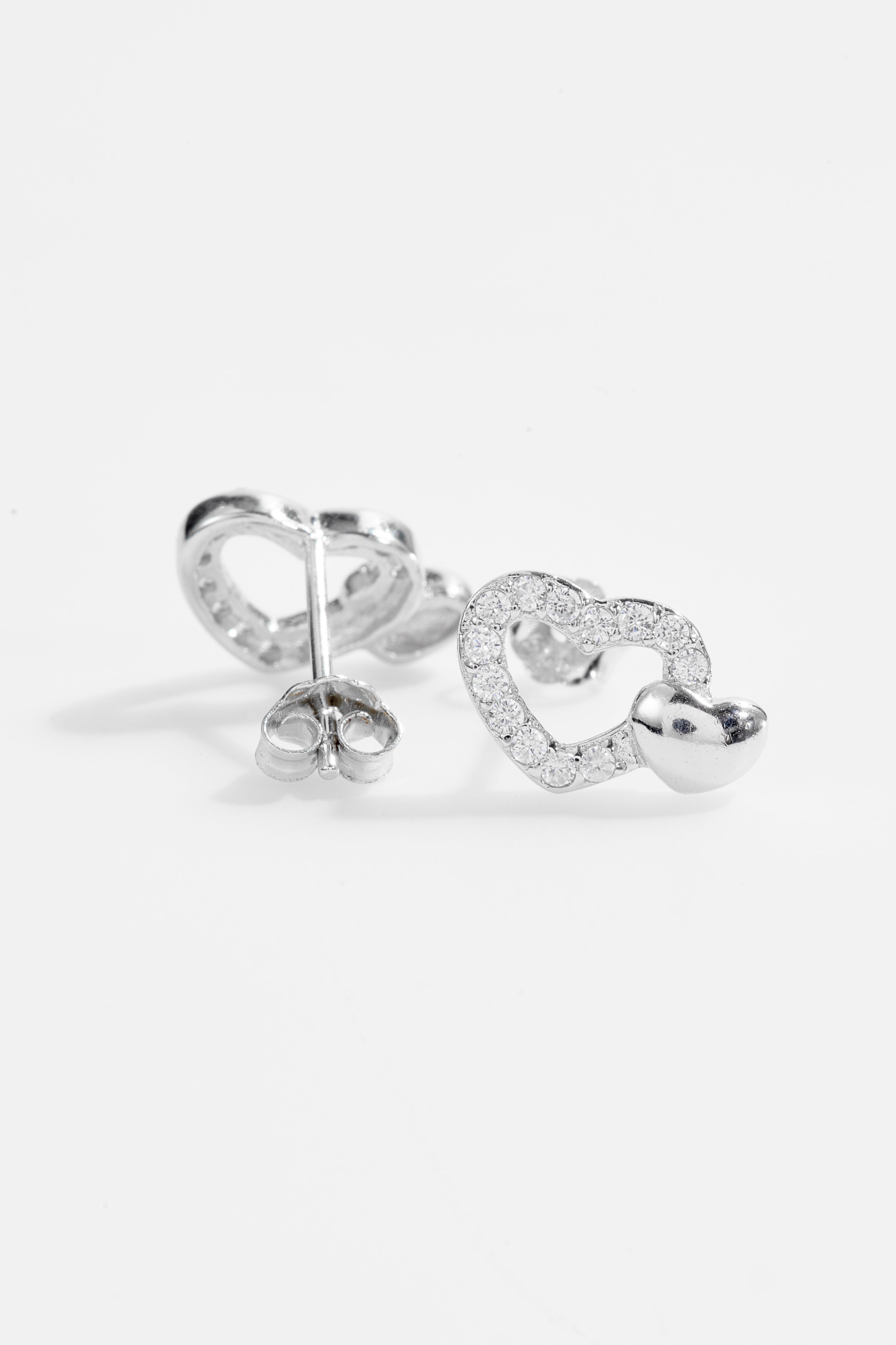 Heart Shaped CZ Stud Earrings for Women