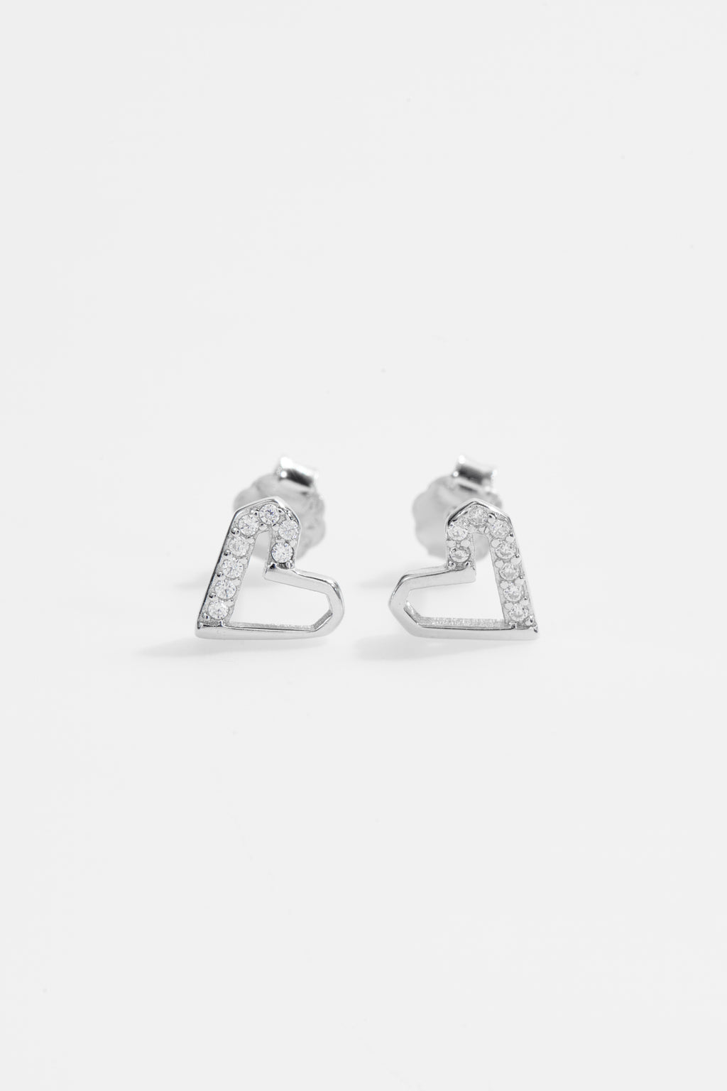 Heart Shaped CZ Stud Earrings for Women