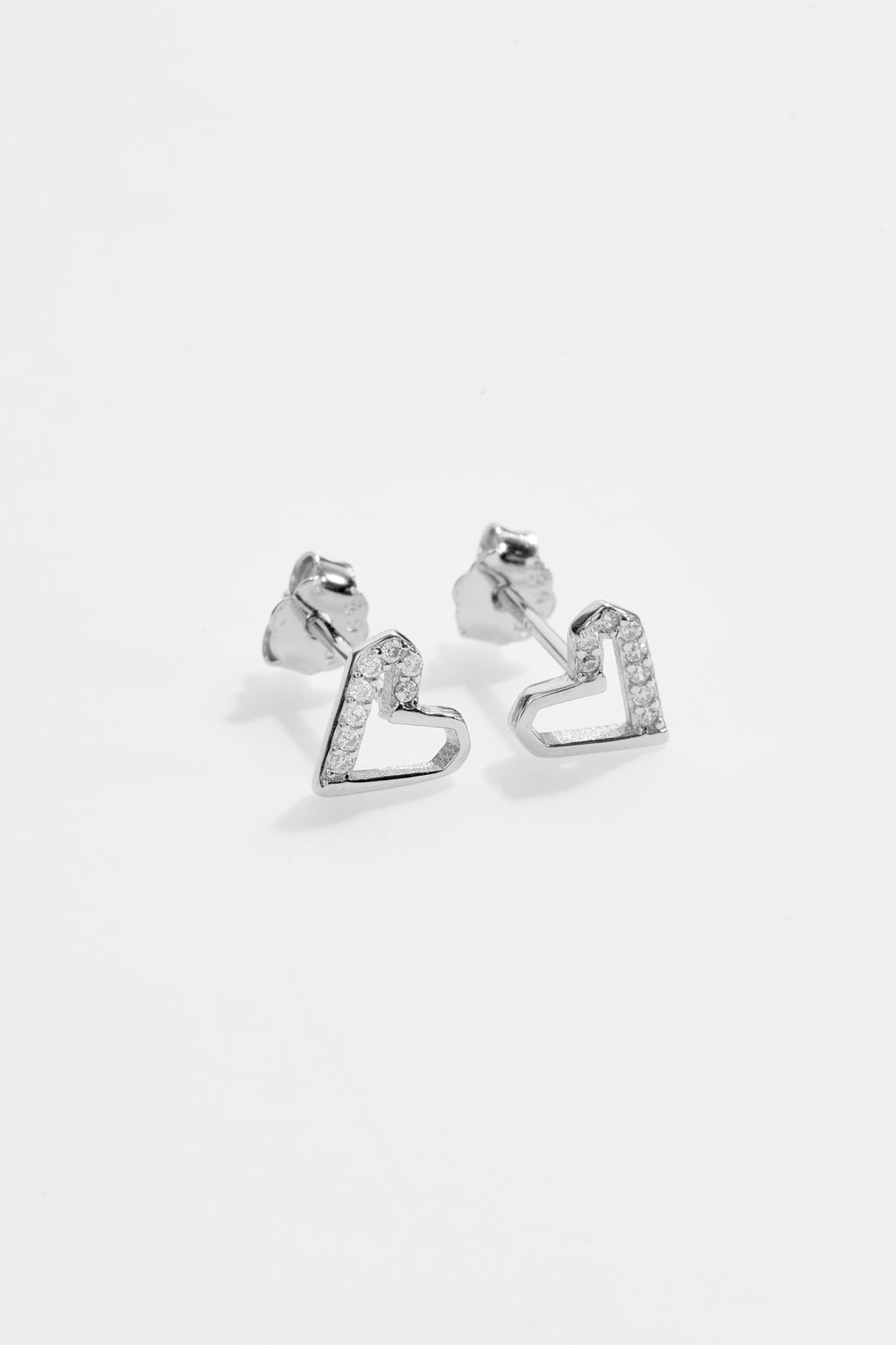 Heart Shaped CZ Stud Earrings for Women