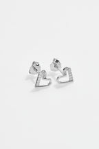 Heart Shaped CZ Stud Earrings for Women
