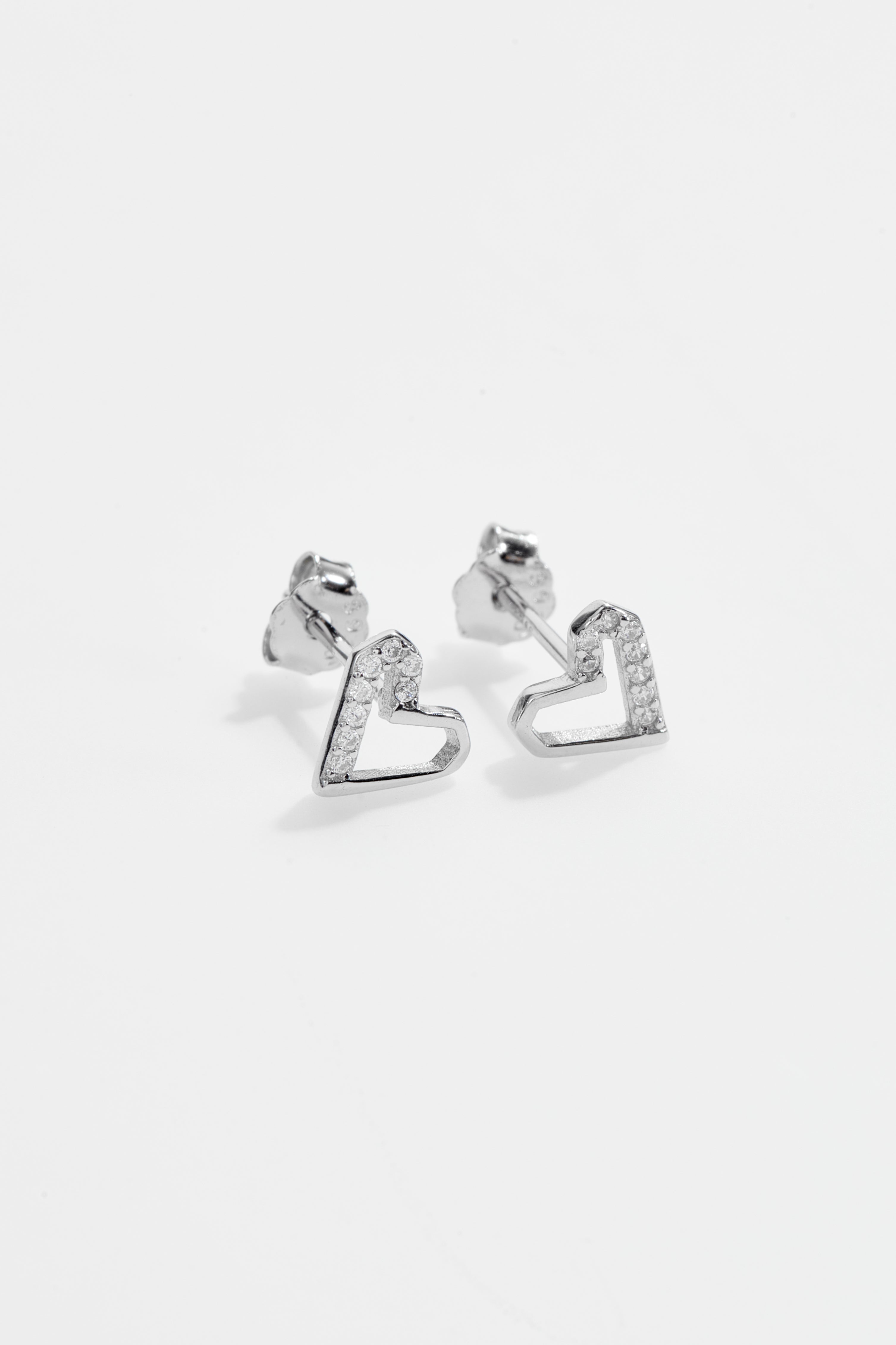Heart Shaped CZ Stud Earrings for Women