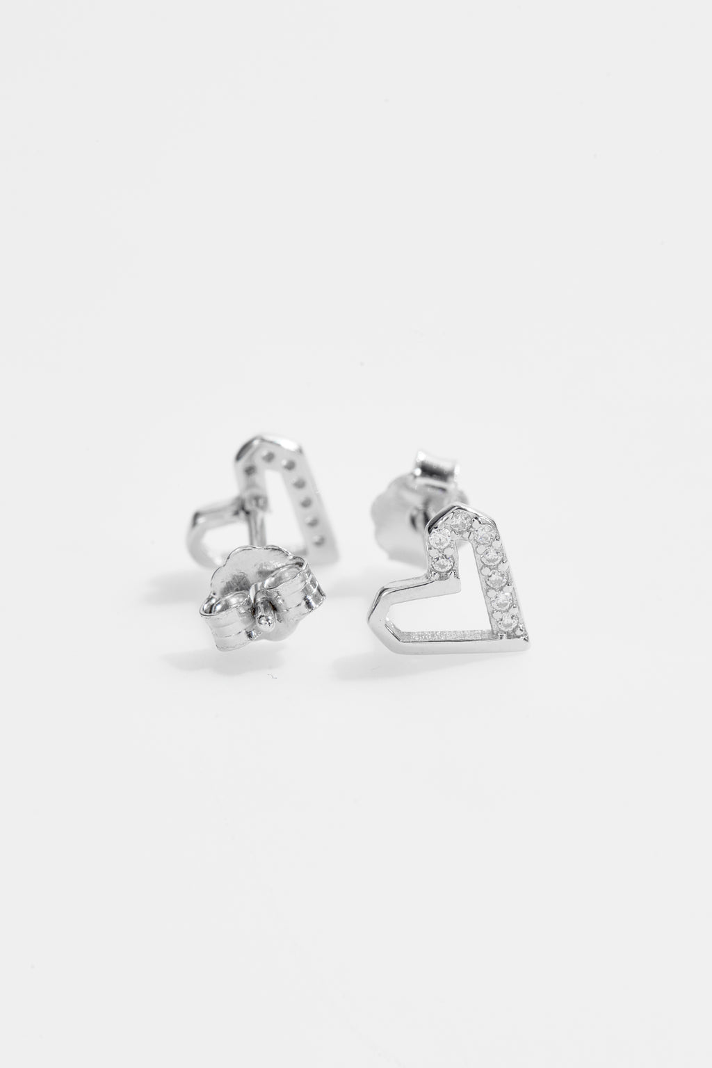 Heart Shaped CZ Stud Earrings for Women