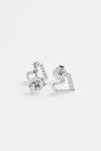 Heart Shaped CZ Stud Earrings for Women