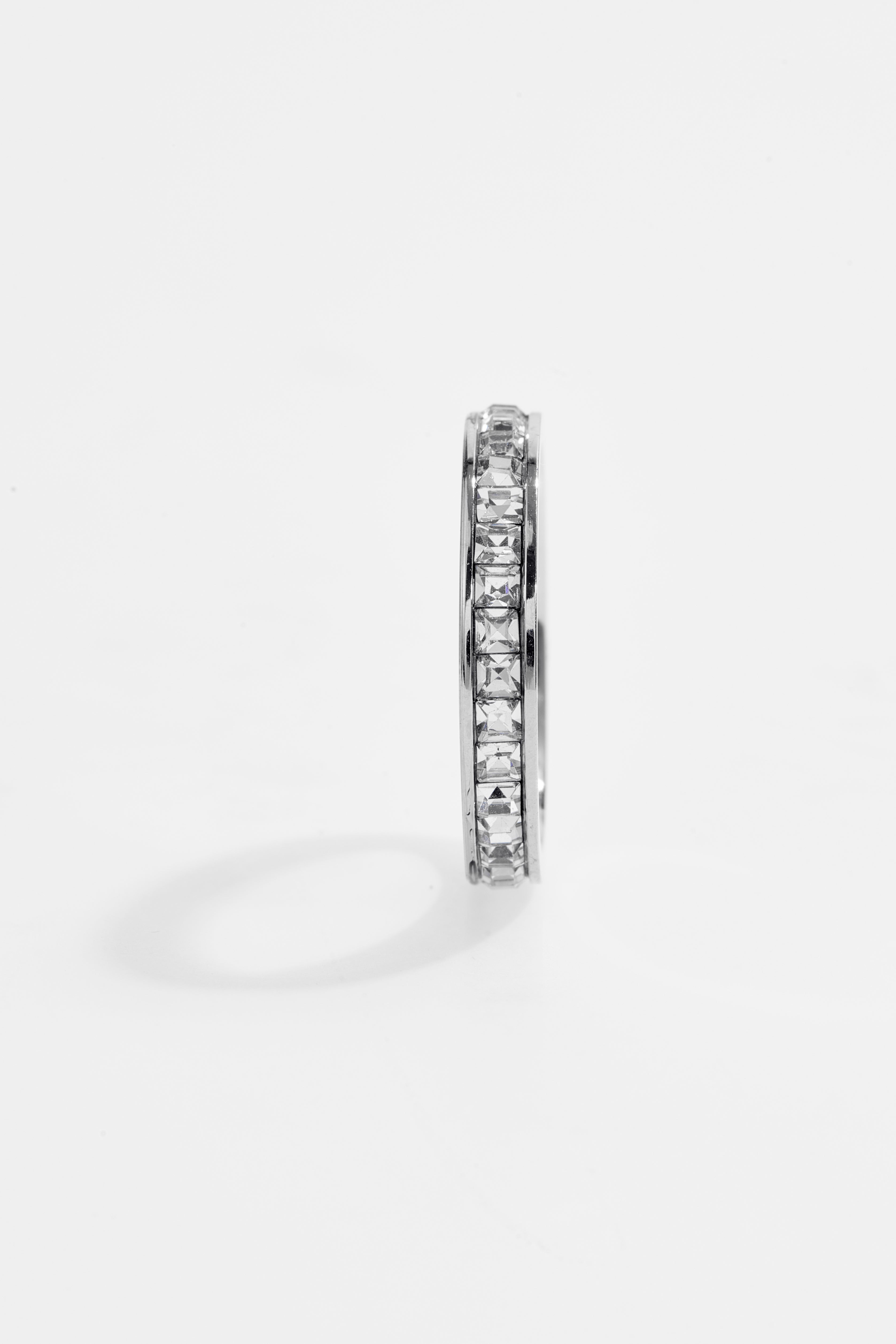 Silver-Plated CZ Princess-Cut Eternity Ring for Women