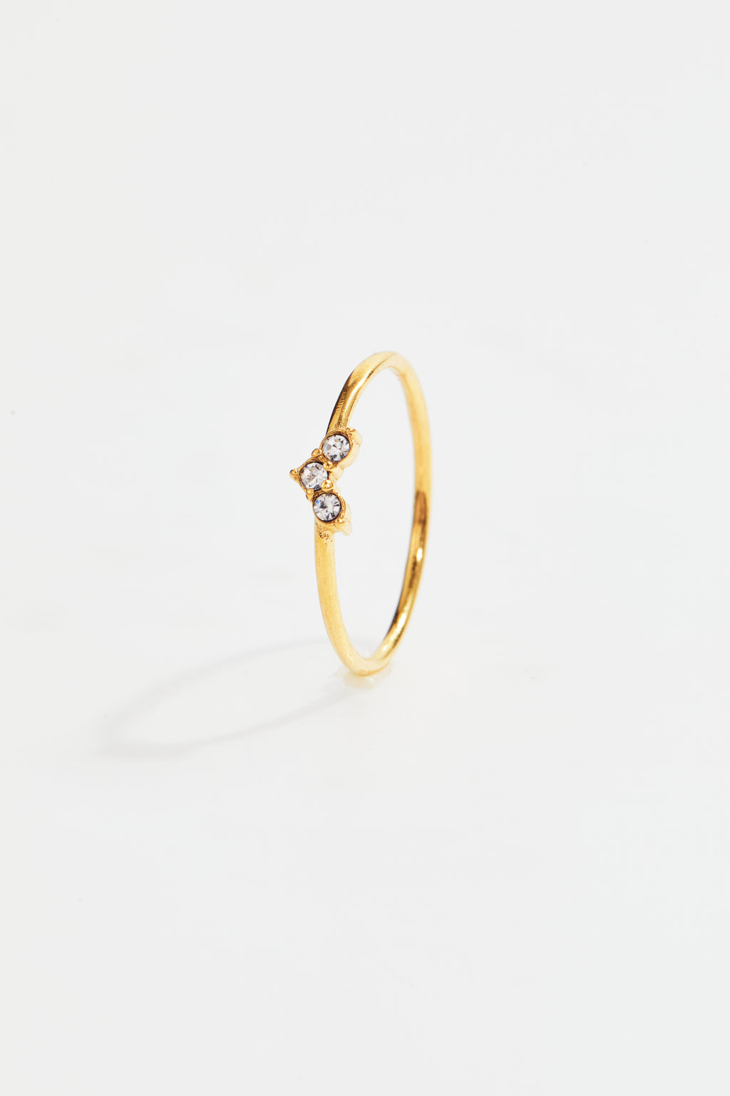 Gold-Plated Triple-Stone Ring for Women