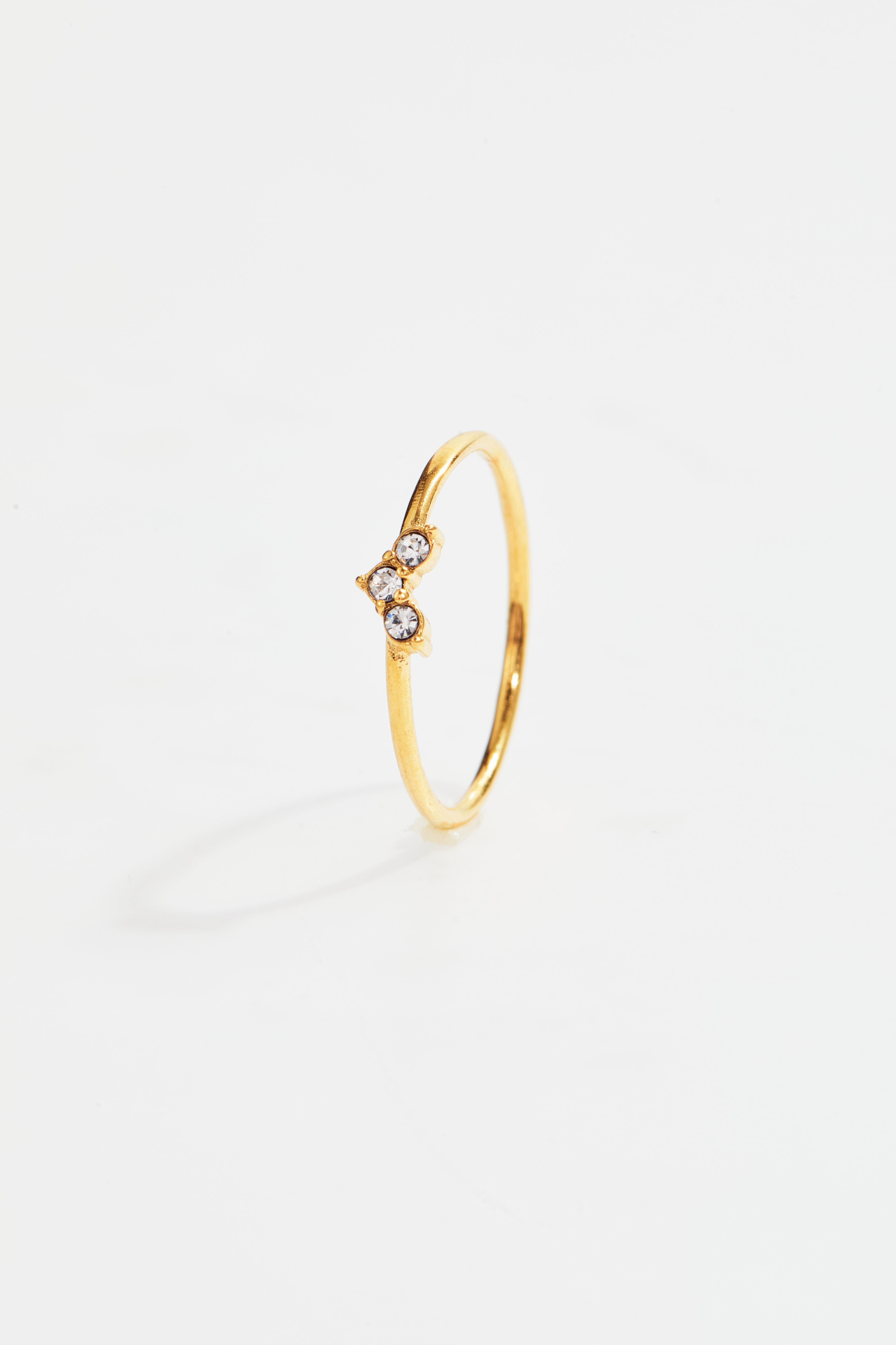 Gold-Plated Triple-Stone Ring for Women