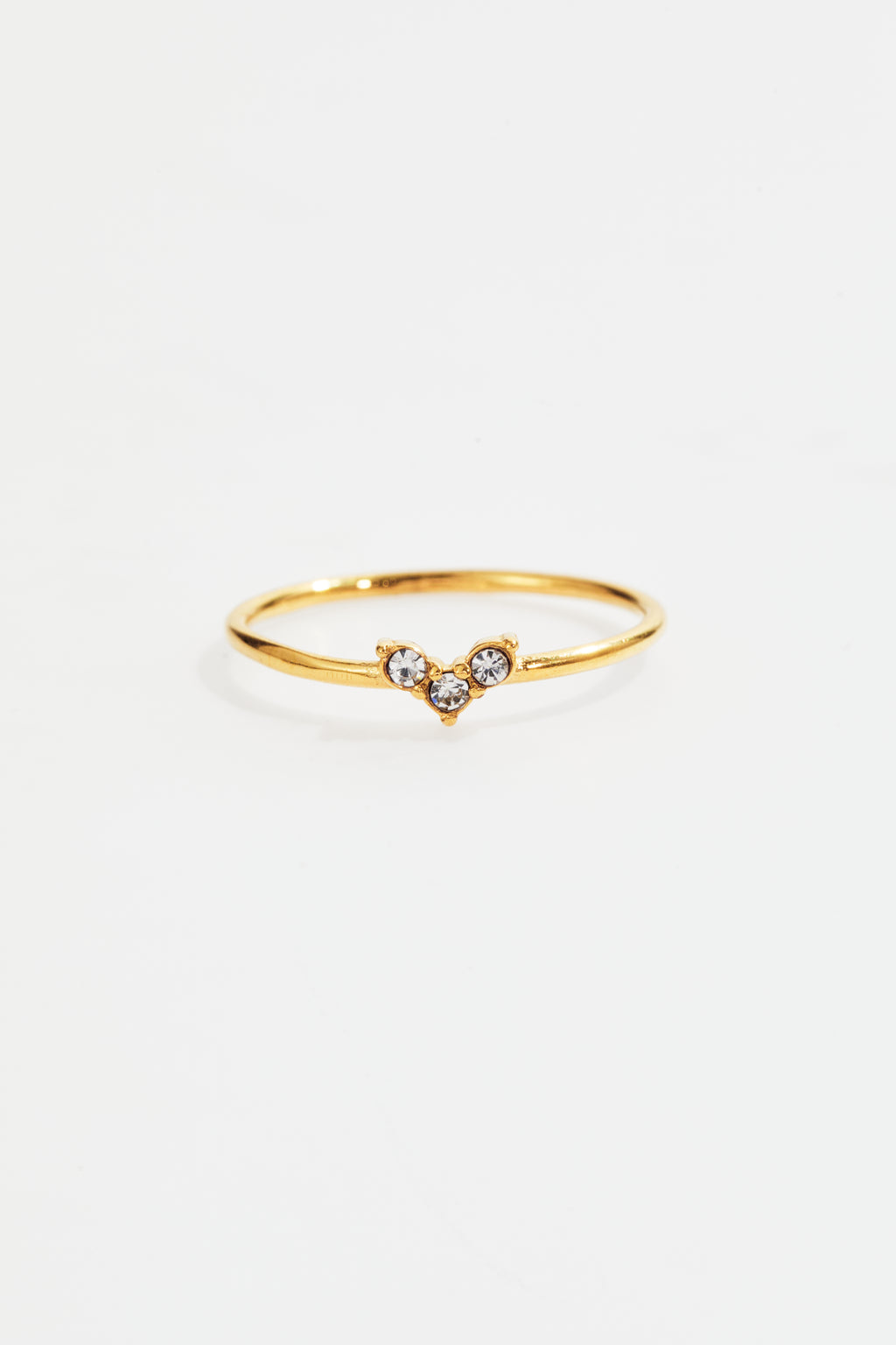 Gold-Plated Triple-Stone Ring for Women