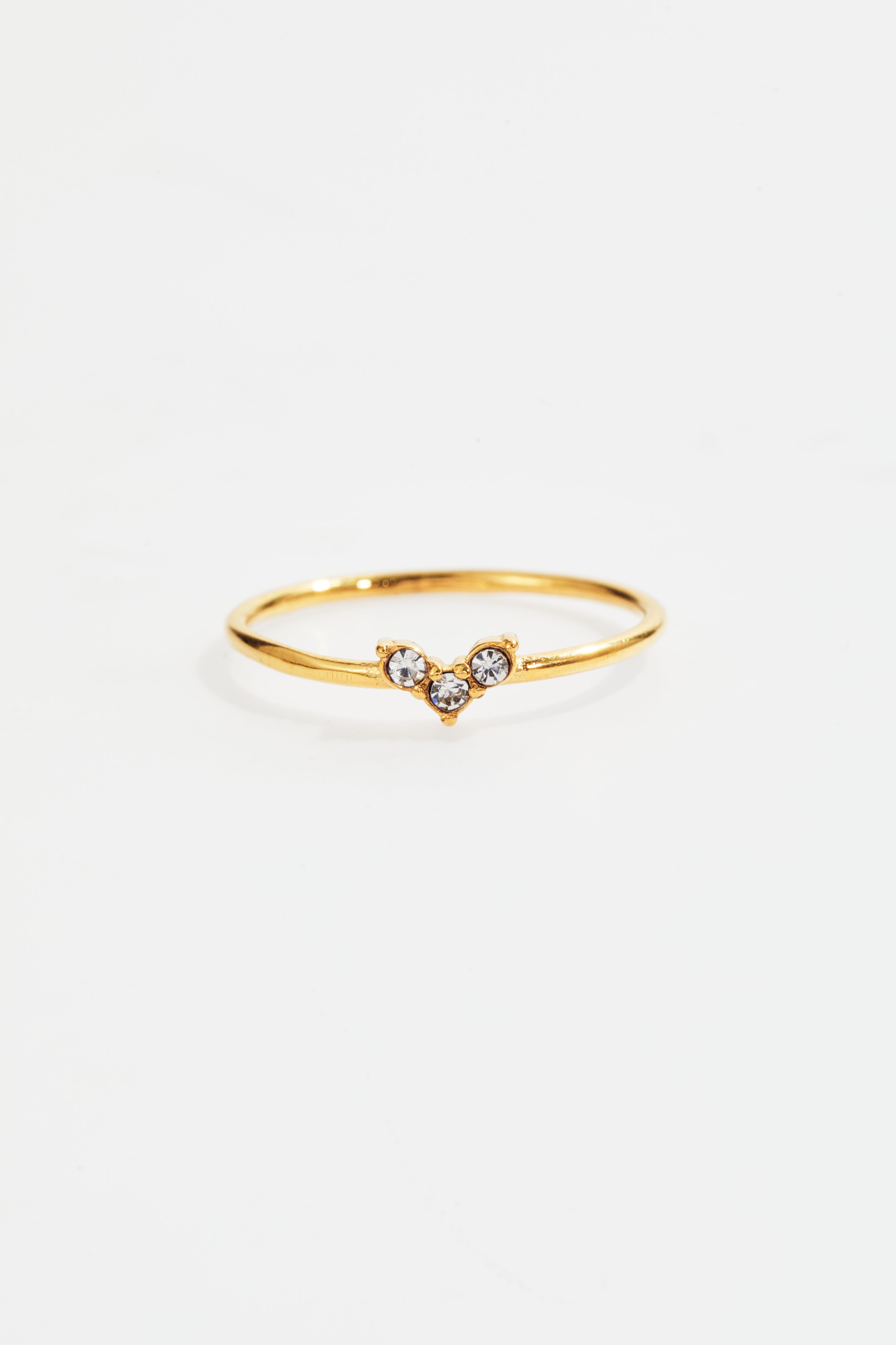 Gold-Plated Triple-Stone Ring for Women